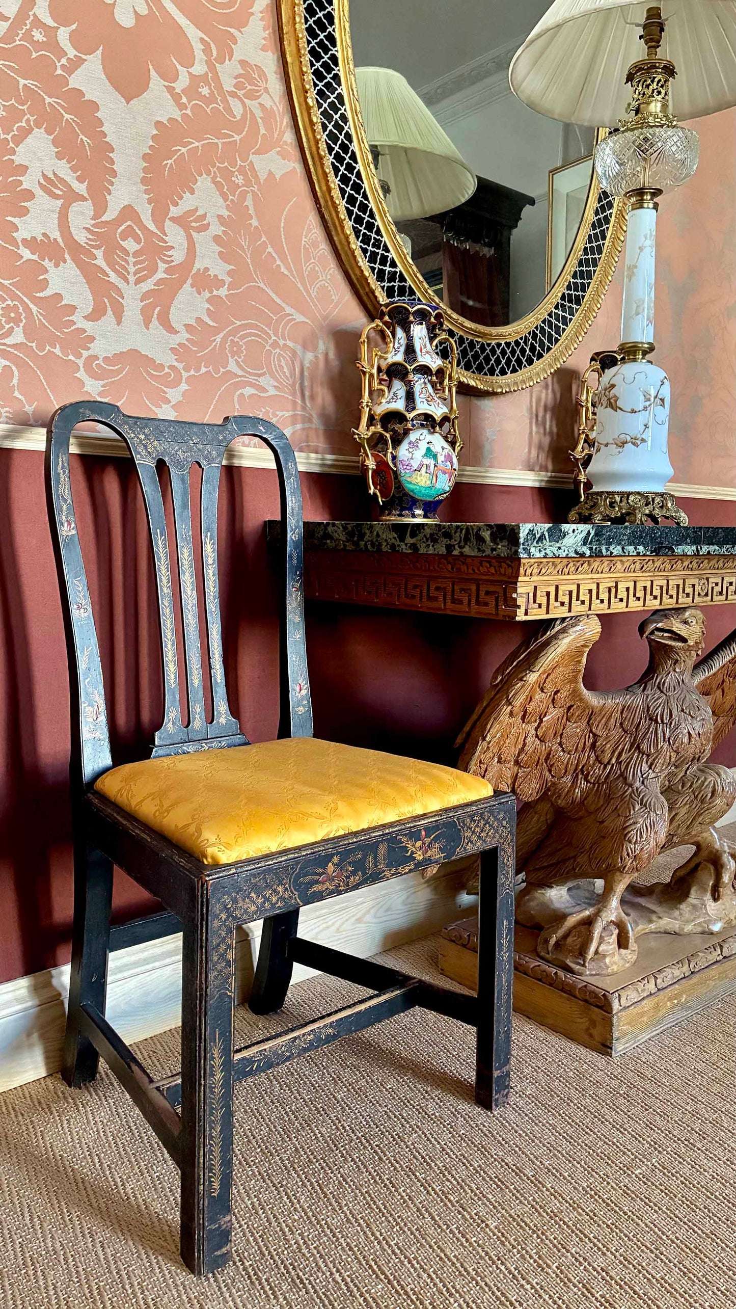 Tall 19th Century Opaline Glass and Ormolu Lamp