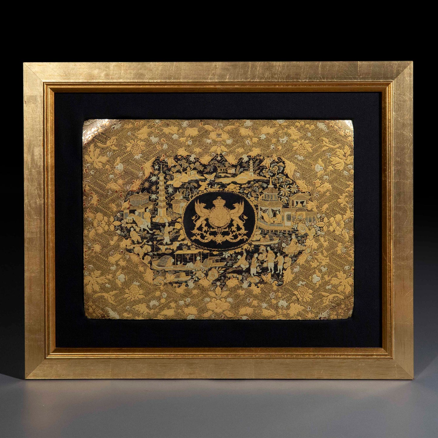 Early 19th Century Chinese Export Armorial Lacquer and Gilt Picture, Qing Dynasty