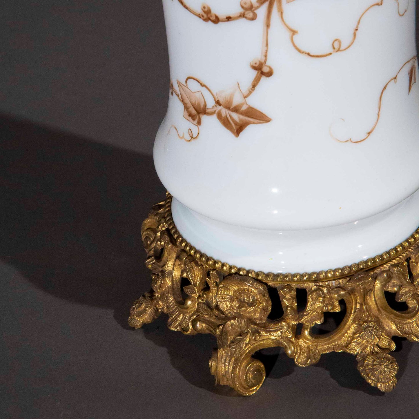 Tall 19th Century Opaline Glass and Ormolu Lamp