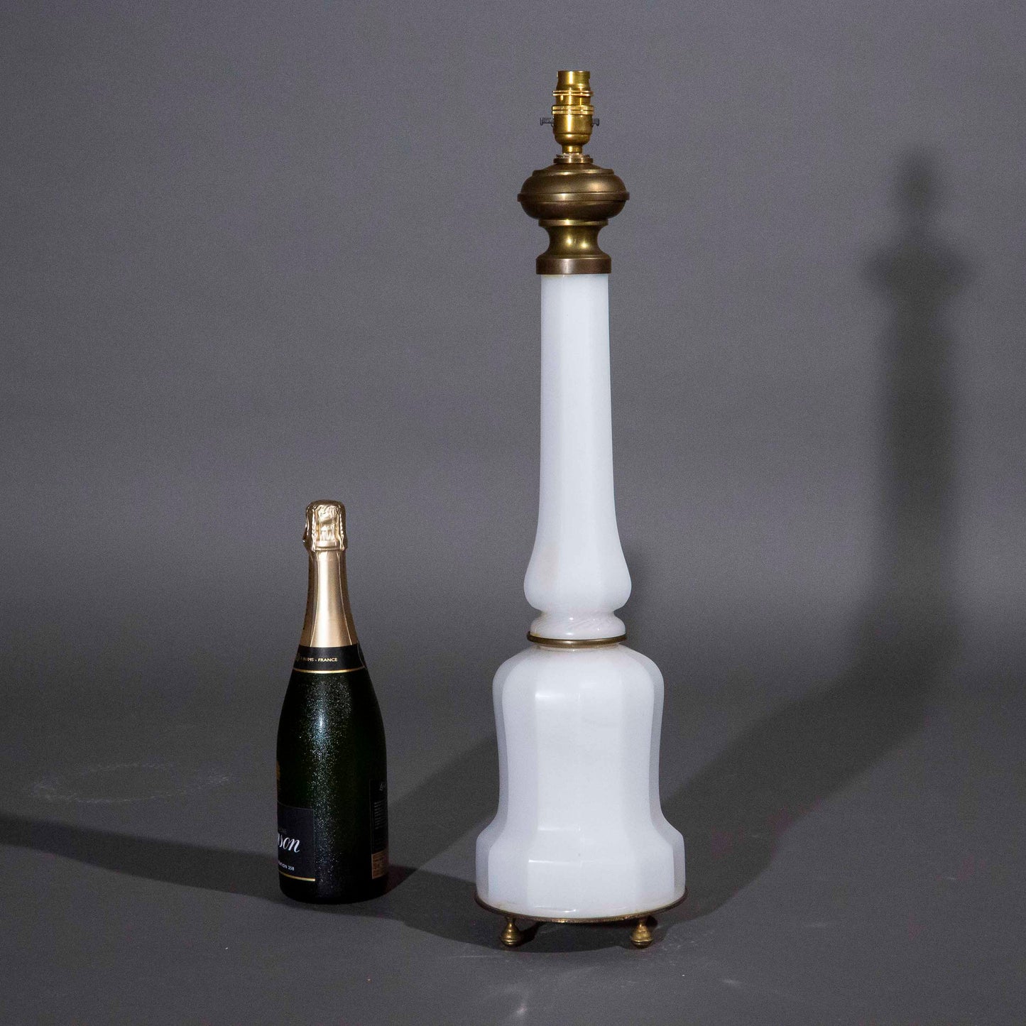 Large 19th Century White Opaline Glass Lamp