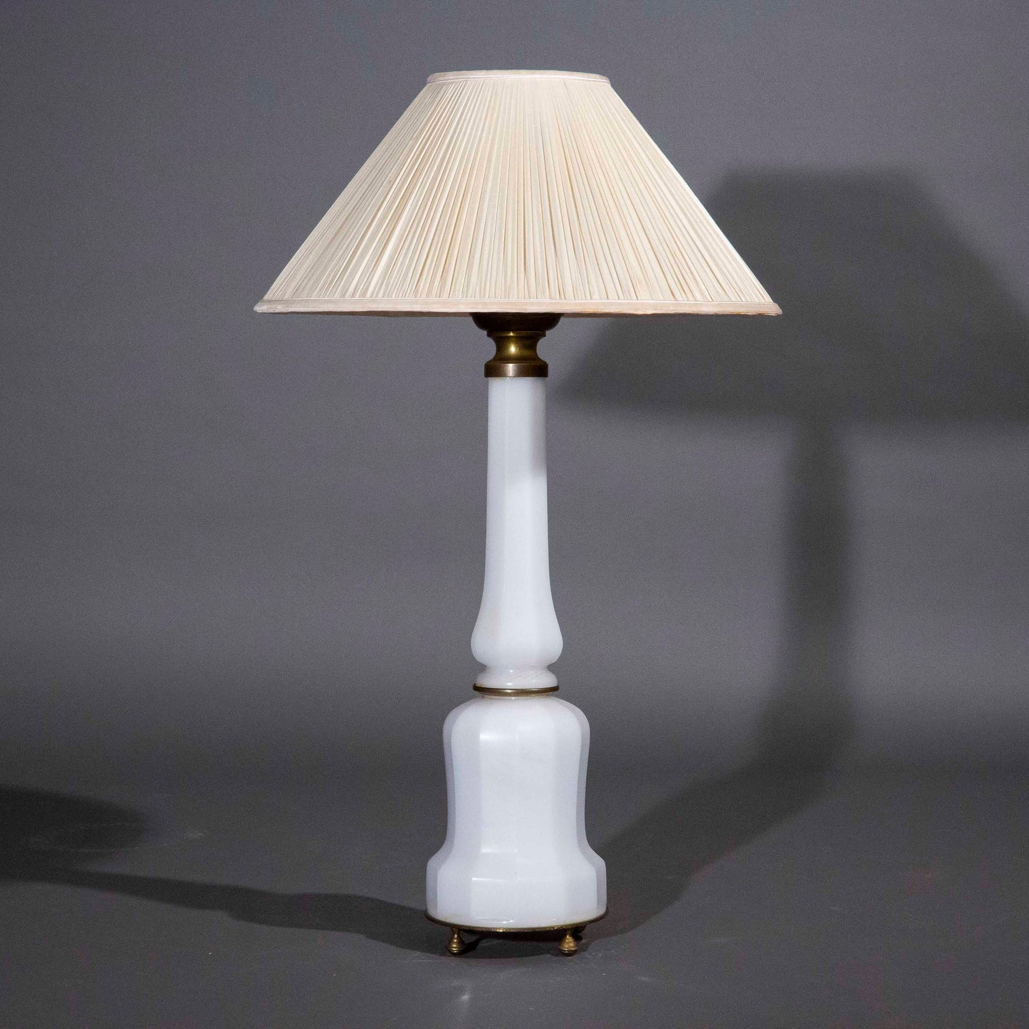 Large 19th Century White Opaline Glass Lamp