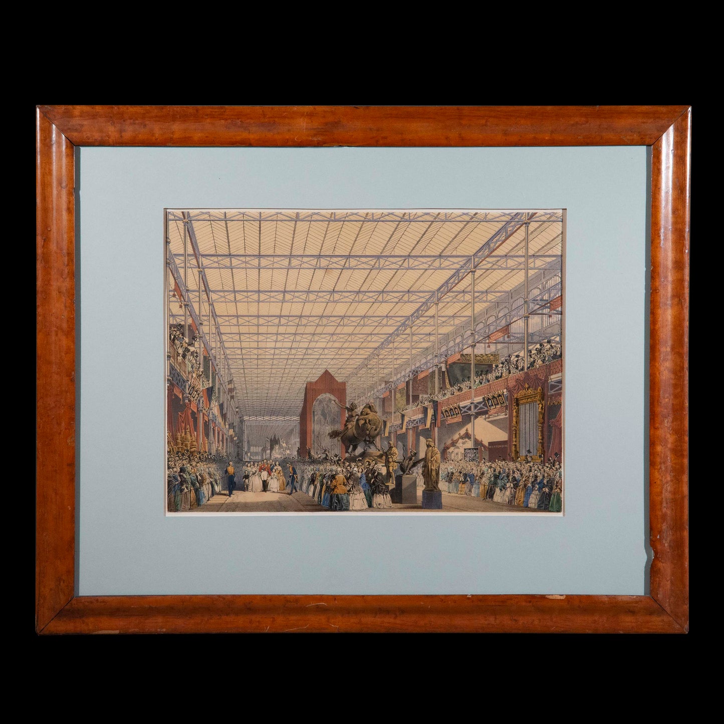 19th Century Great Exhibition of 1851 Print in Original Maple Frame