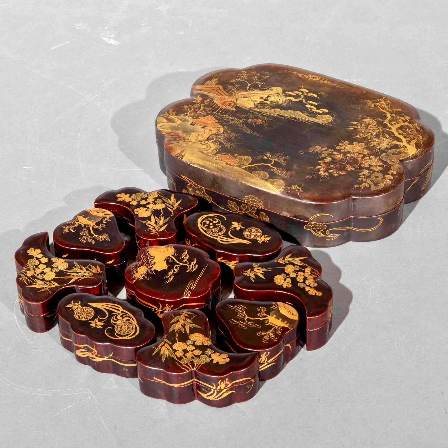 Set of 18th Century Chinoiserie Lacquer Boxes