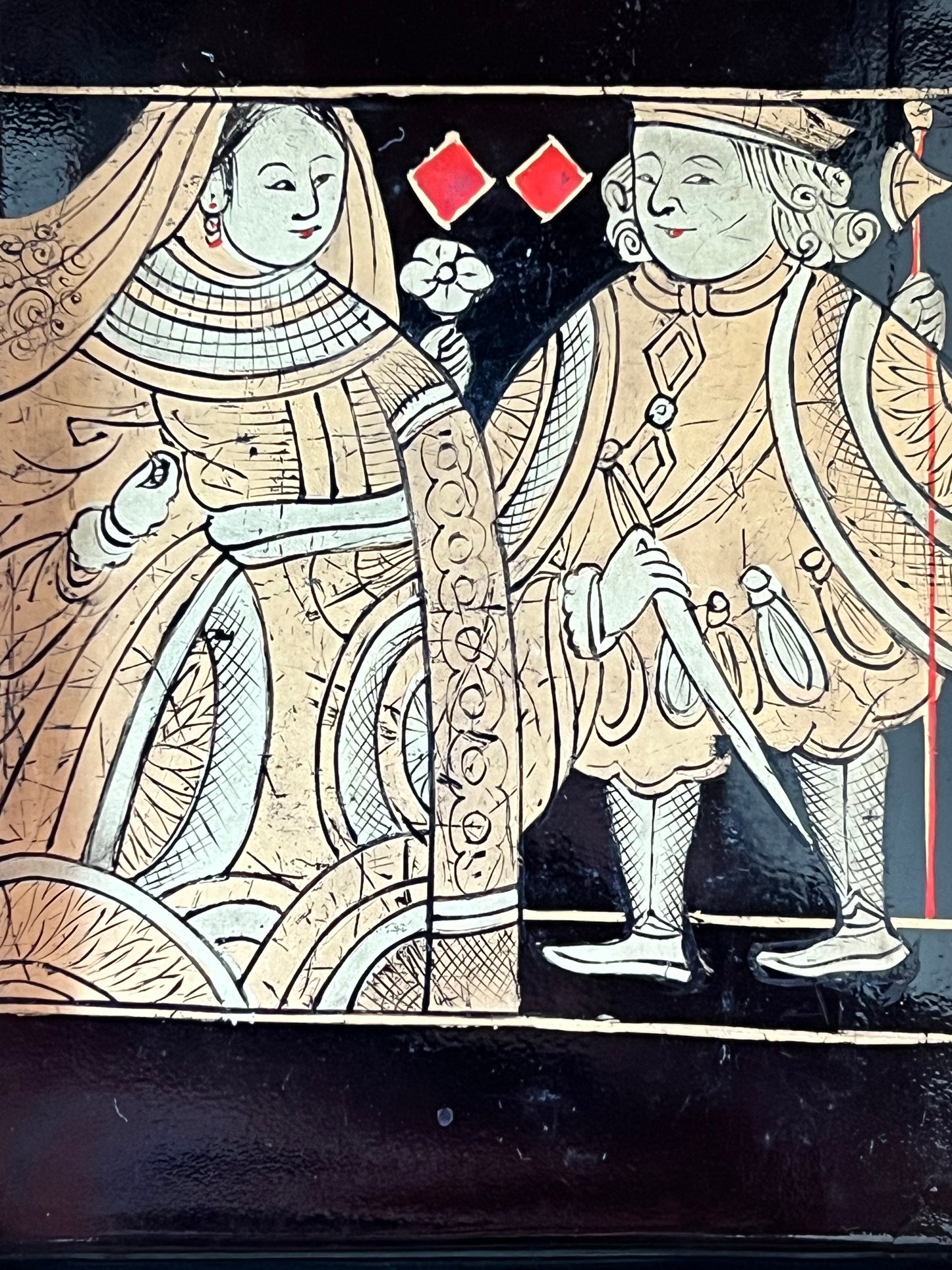 Six 19th Century Chinoiserie Black Lacquer Trays