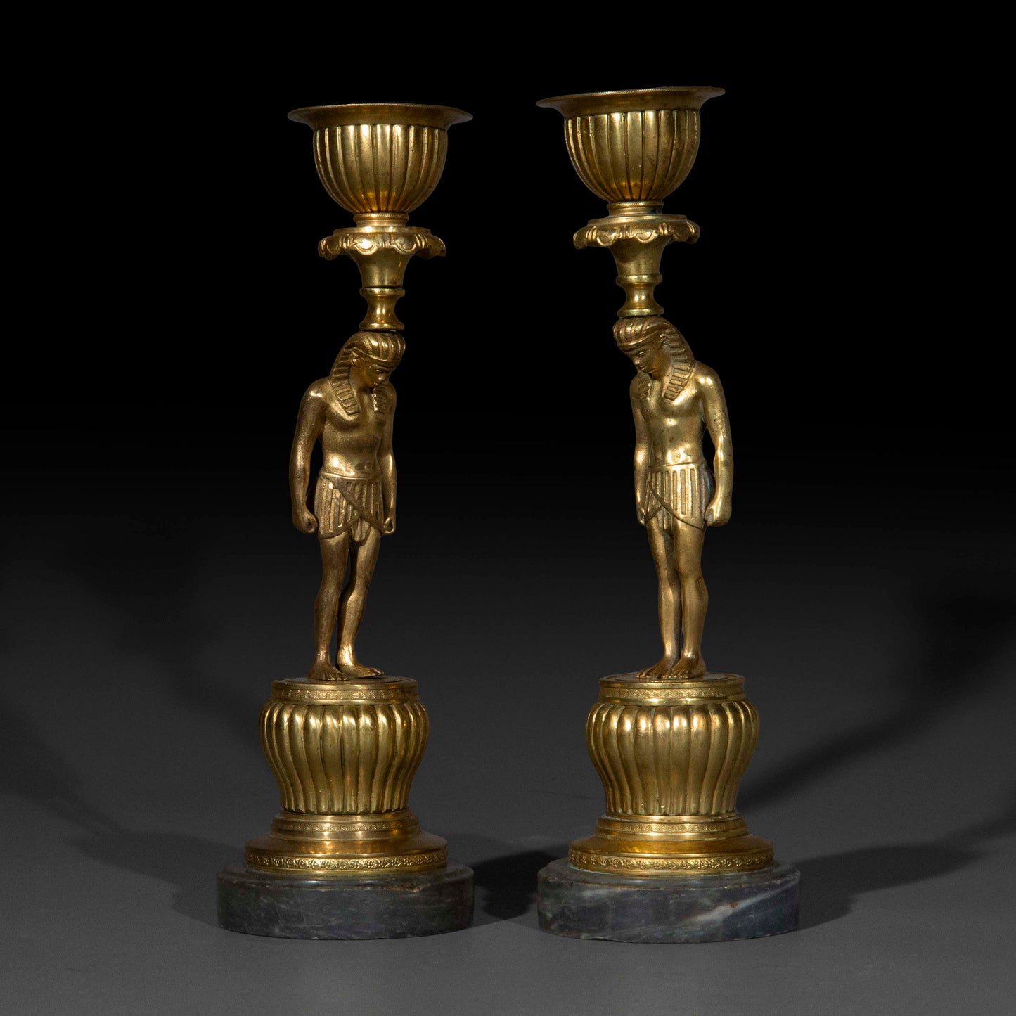 Pair of Early 19th Century French Gilt Bronze Candlesticks