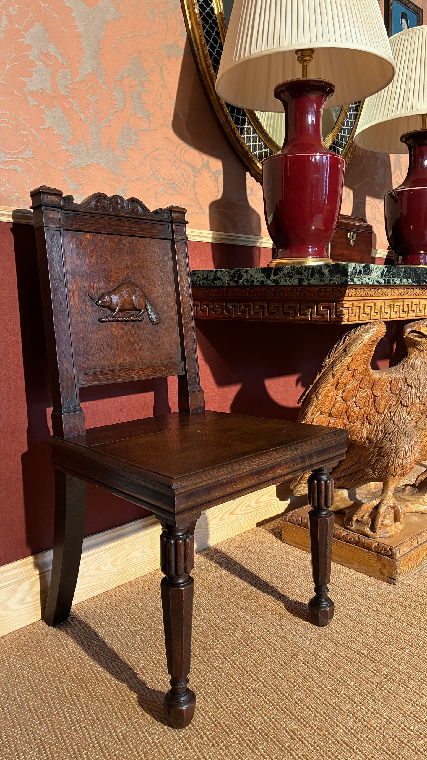 An Unusual Oak Hall Chair in the Manner of Richard Bridgens