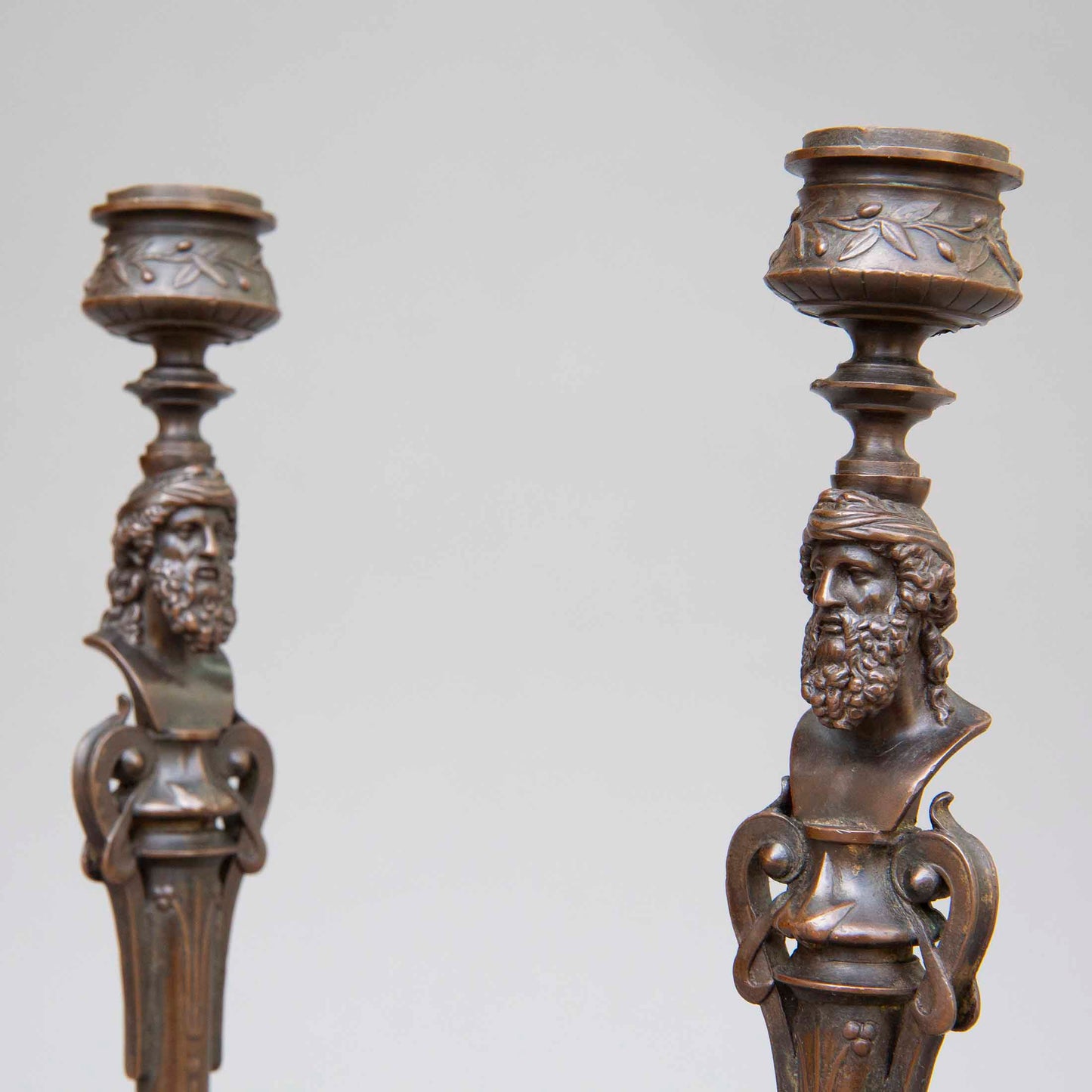 Pair of 19th Century French Neoclassical Bronze Candlesticks
