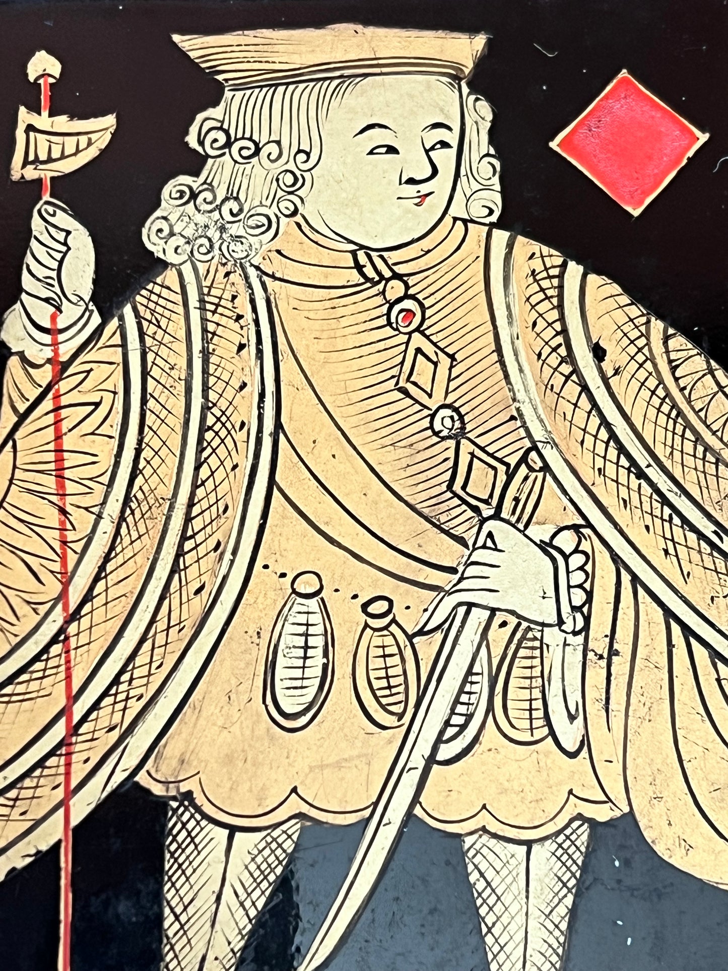 Six 19th Century Chinoiserie Black Lacquer Trays