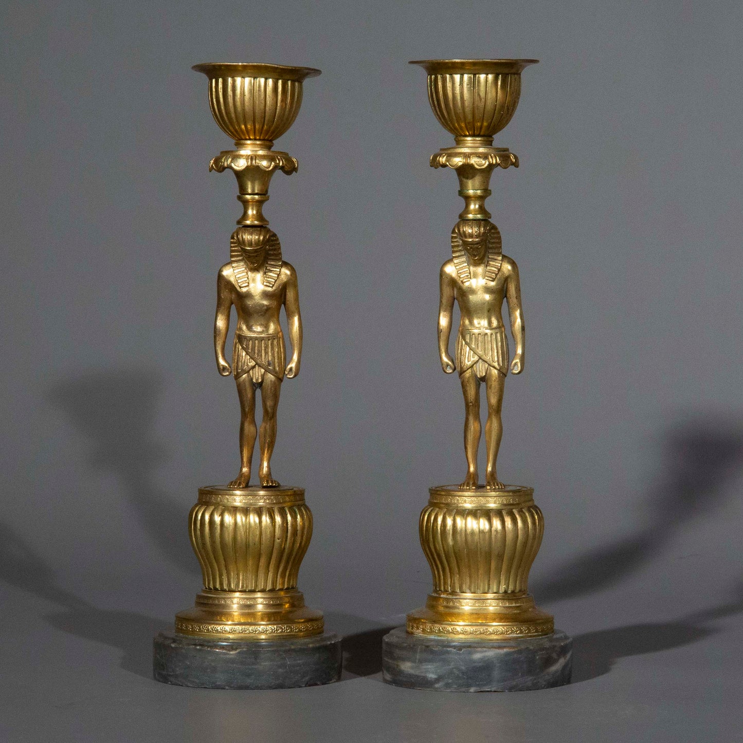 Pair of Early 19th Century French Gilt Bronze Candlesticks