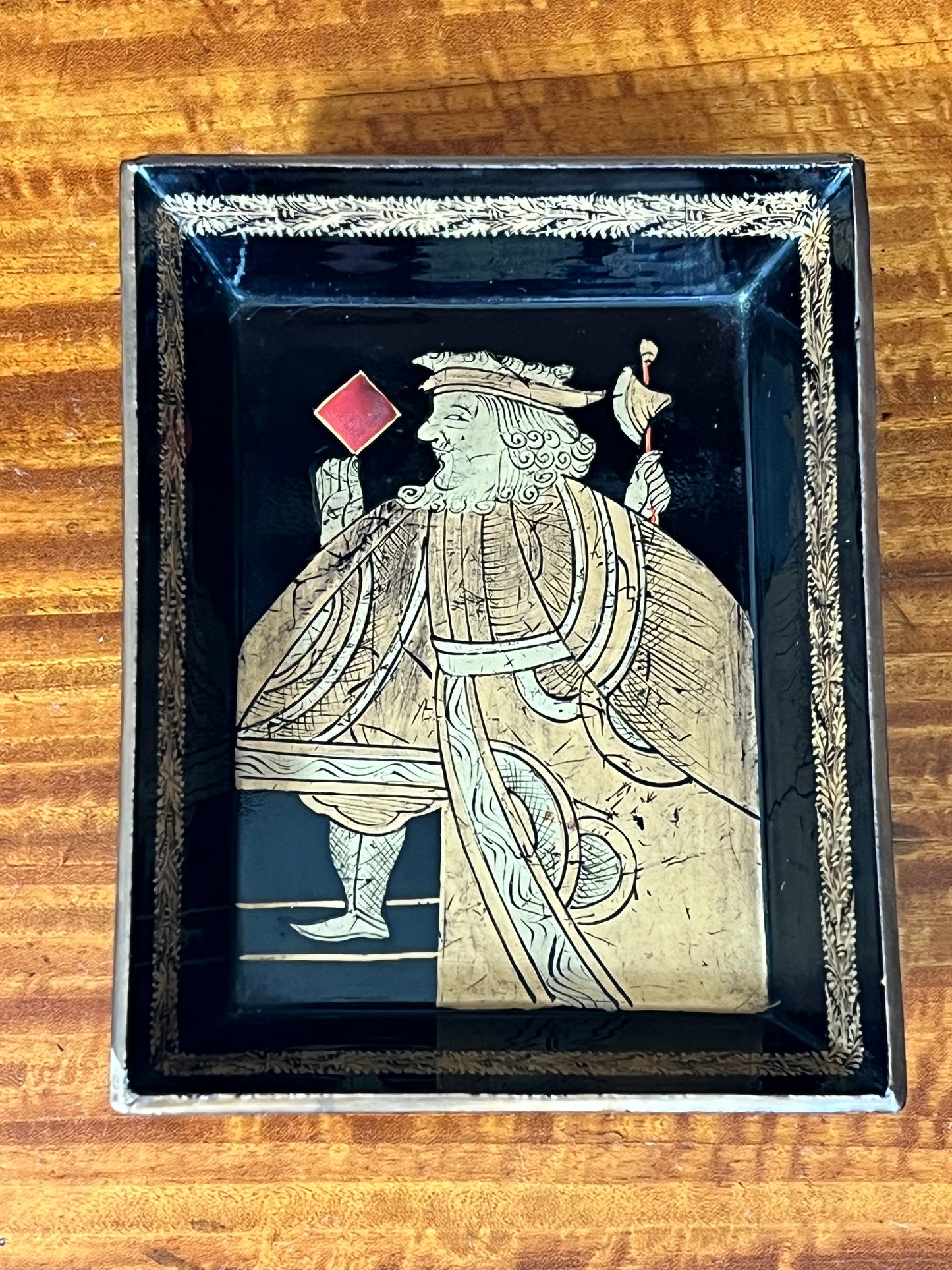 Six 19th Century Chinoiserie Black Lacquer Trays