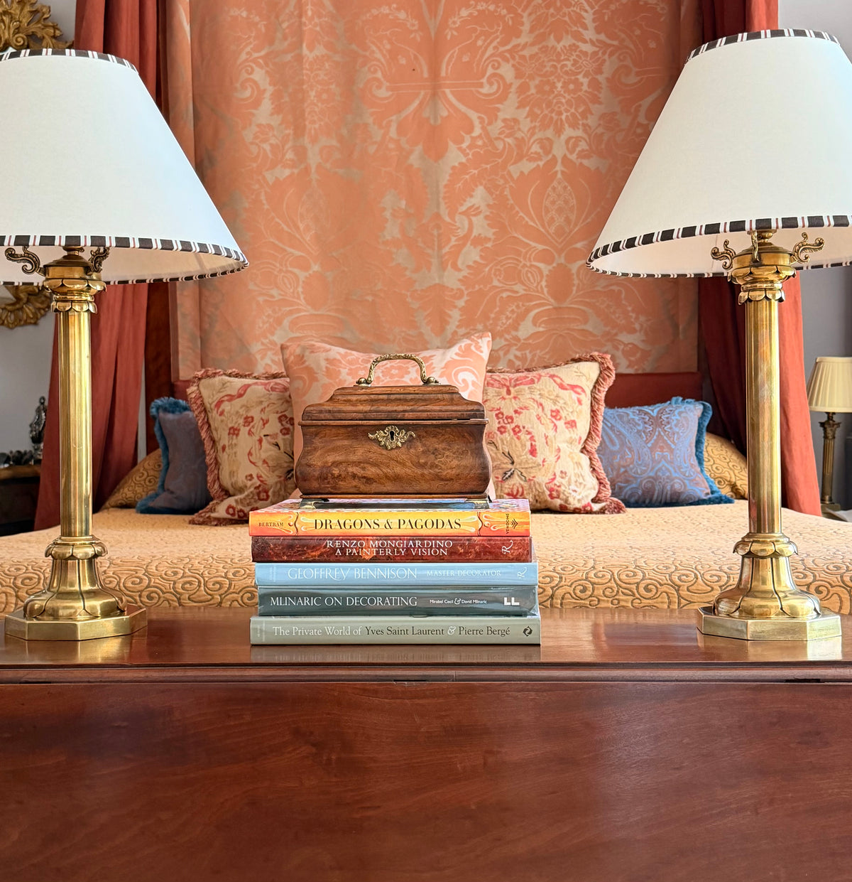 19th Century Brass Lamps on Octagonal Bases