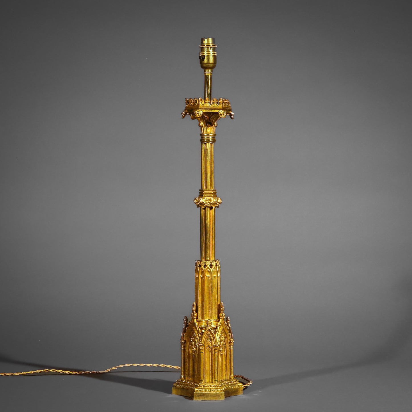 Early 19th Century Tall Gothic Ormolu Table Lamp