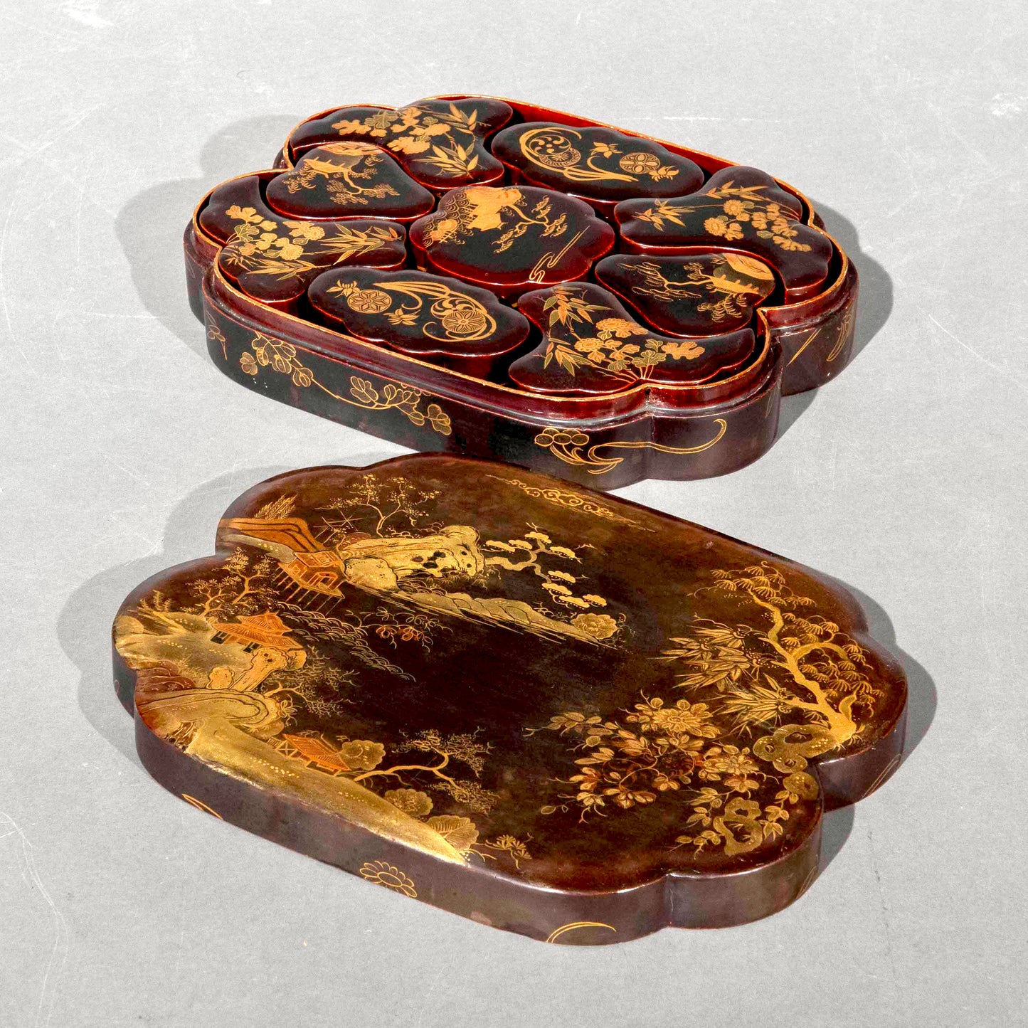 Set of 18th Century Chinoiserie Lacquer Boxes