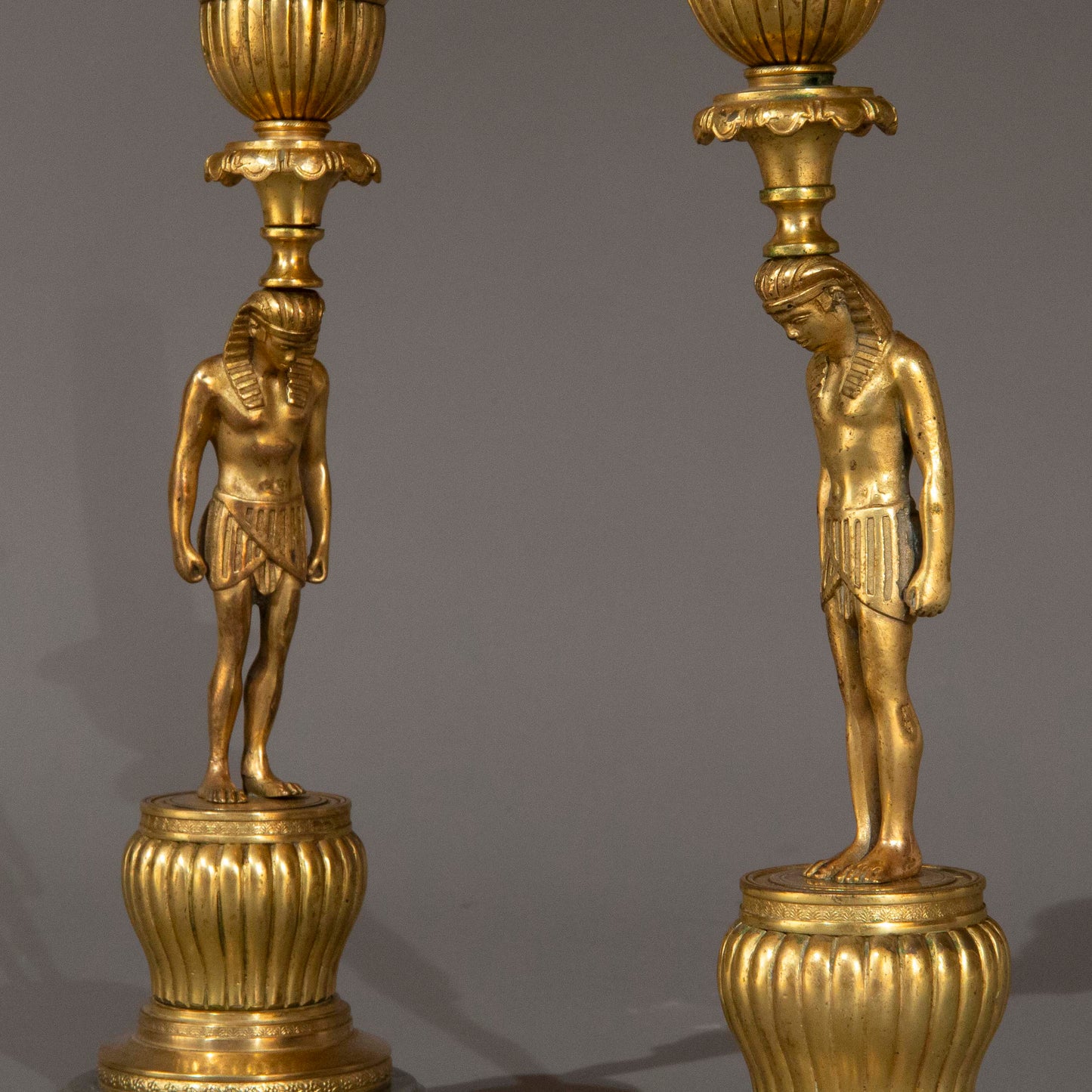 Pair of Early 19th Century French Gilt Bronze Candlesticks
