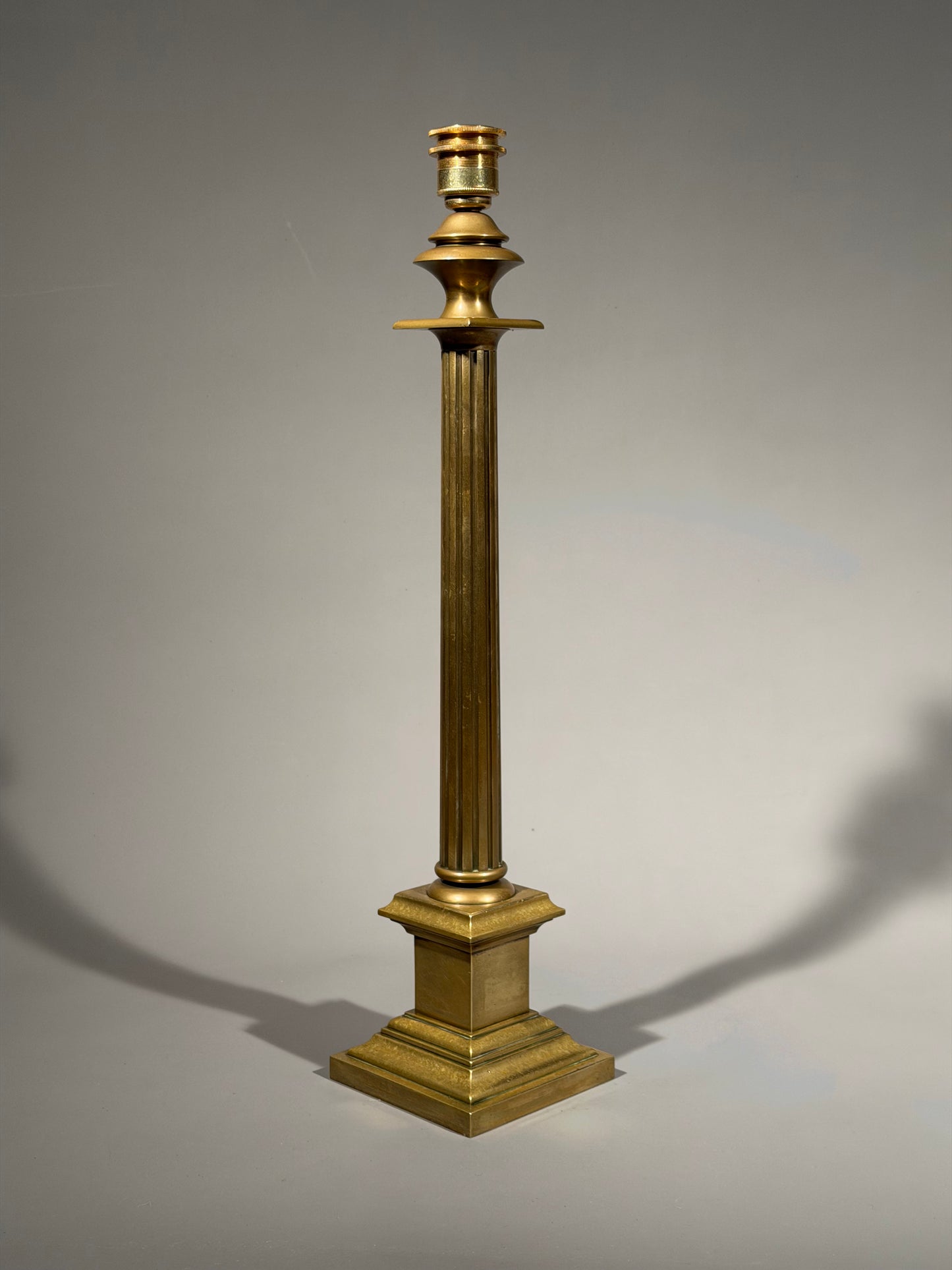 19th Century Bronze Column Lamp