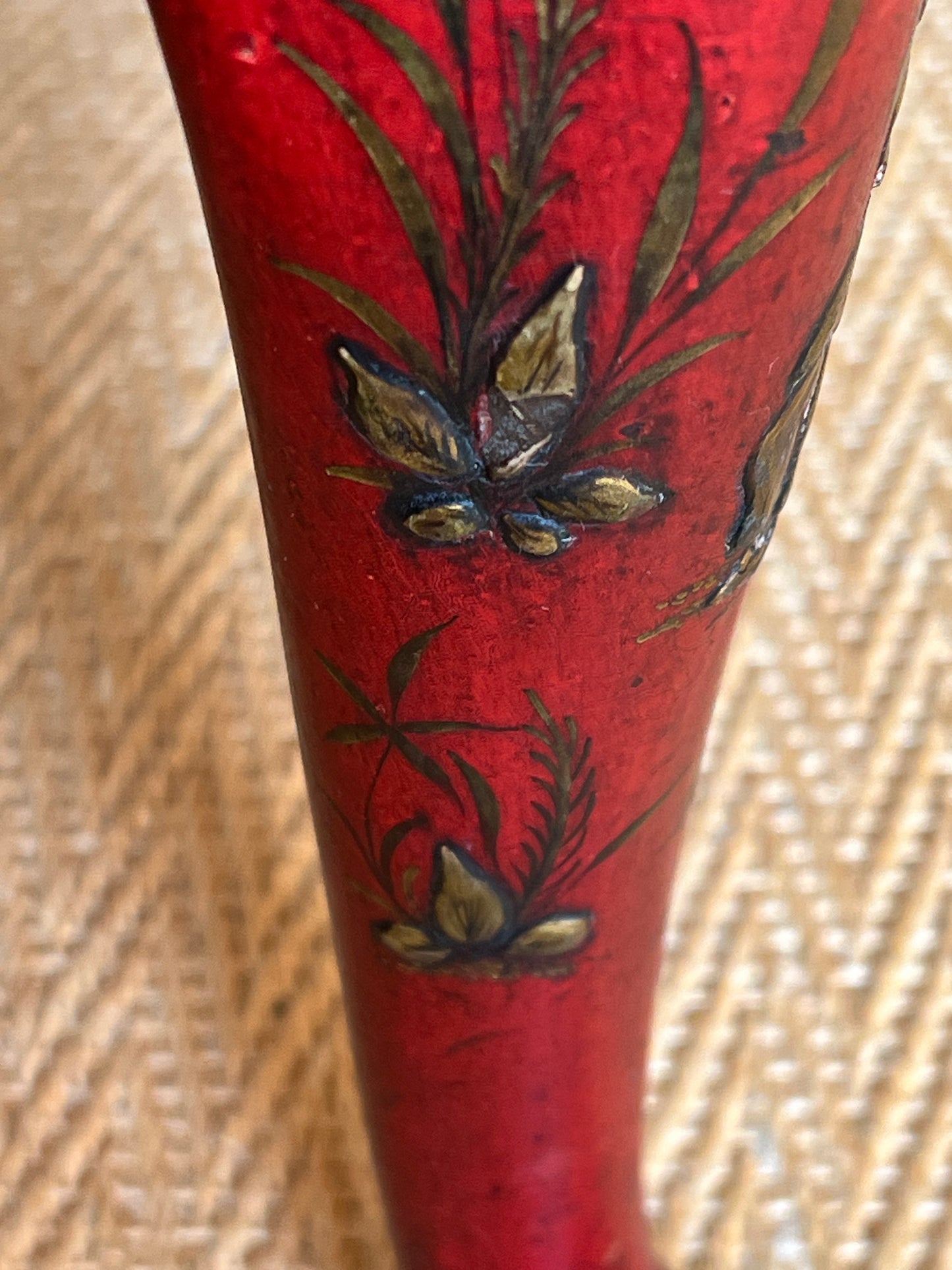Early 20th Century Queen Anne Style Scarlet Japanned Stool