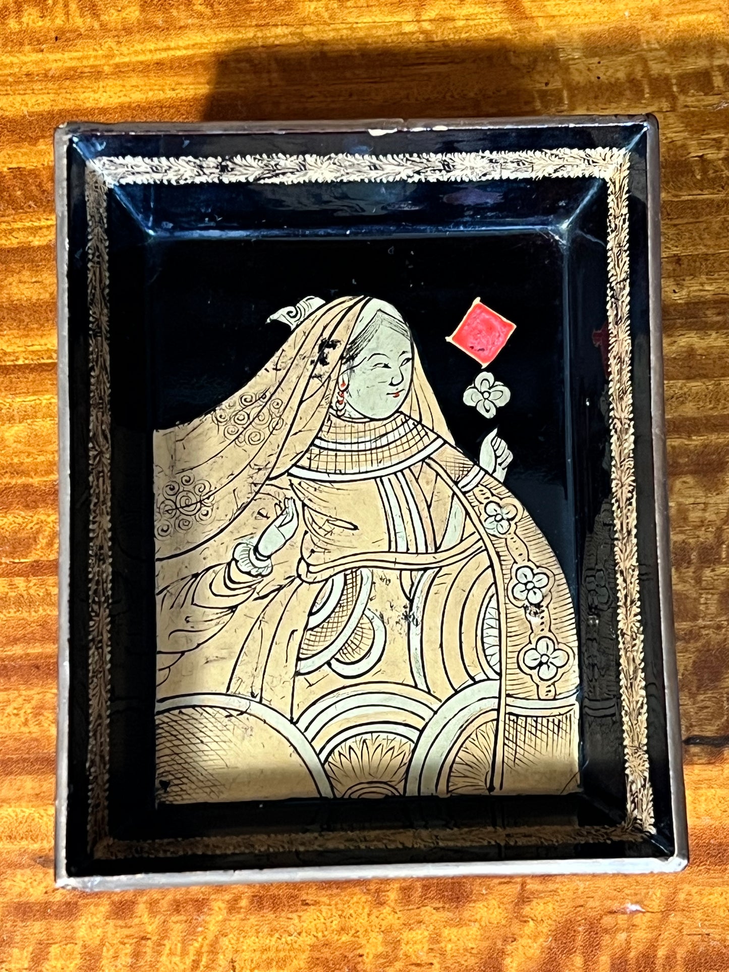 Six 19th Century Chinoiserie Black Lacquer Trays