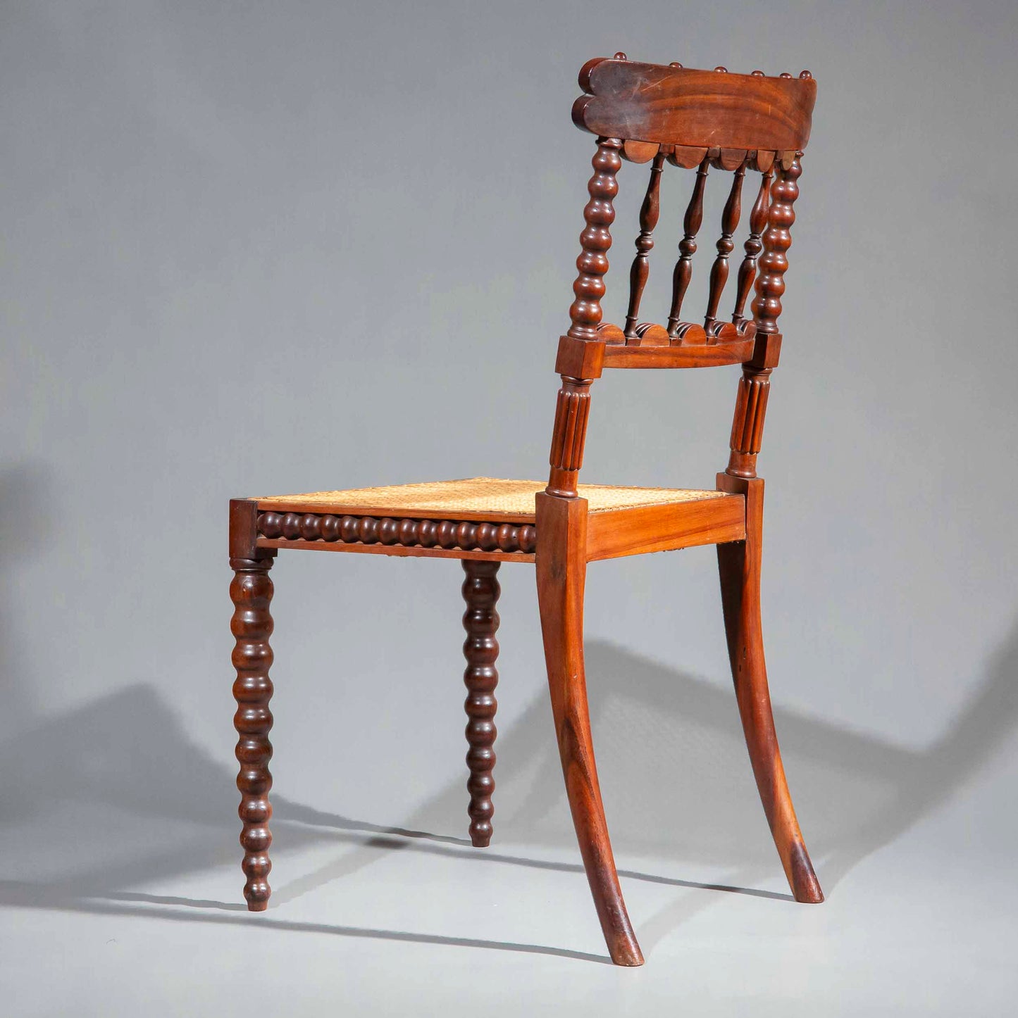 Pair of Regency Gonçalo Alves Chairs with Caned Seats