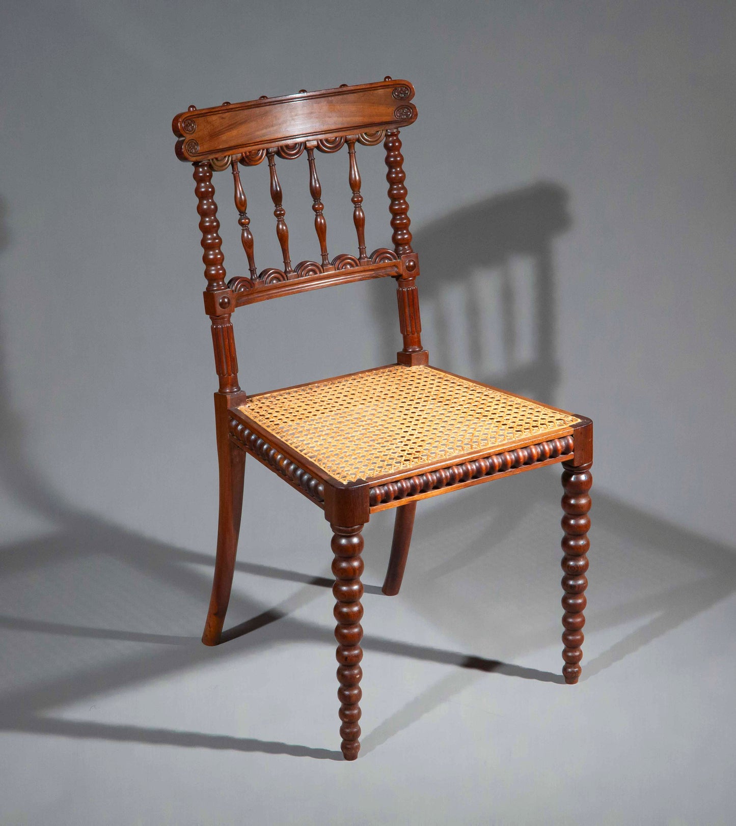 Pair of Regency Gonçalo Alves Chairs with Caned Seats