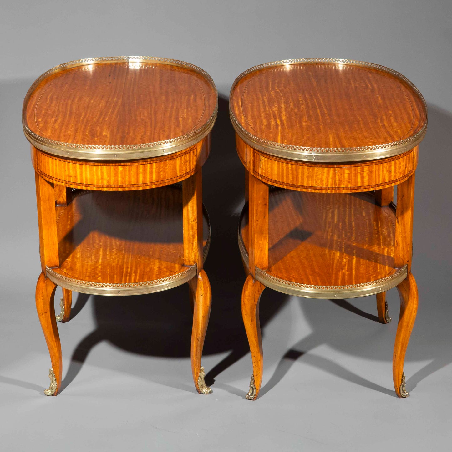 Pair of 19th Century Satinwood Two-Tier Side Tables
