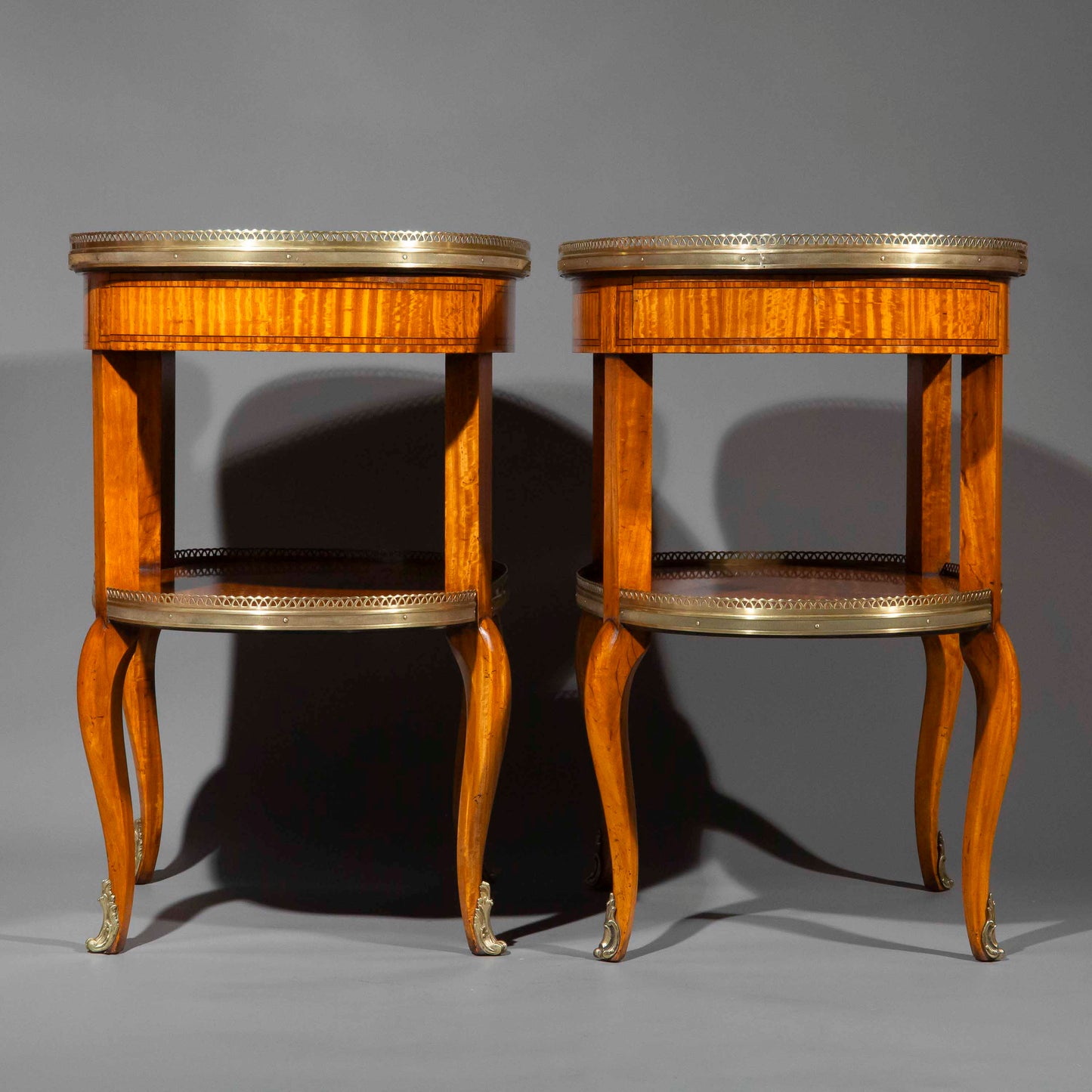 Pair of 19th Century Satinwood Two-Tier Side Tables