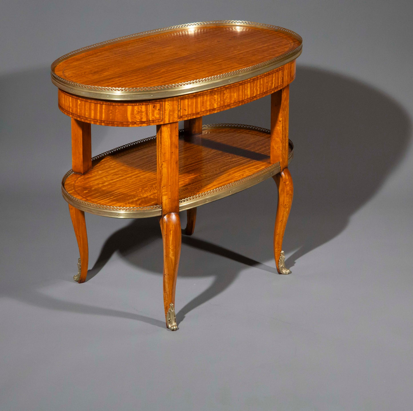 Pair of 19th Century Satinwood Two-Tier Side Tables