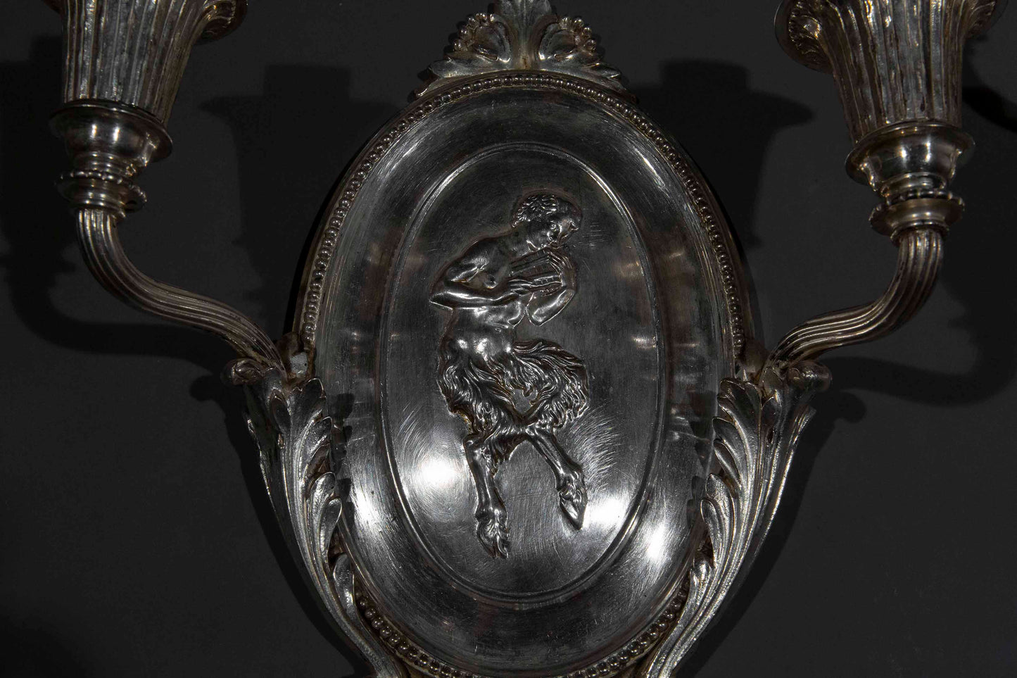 Pair of Early 20th Century Silvered Bronze Wall Lights