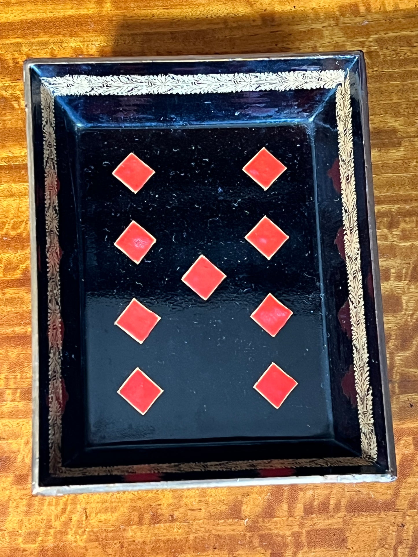 Six 19th Century Chinoiserie Black Lacquer Trays