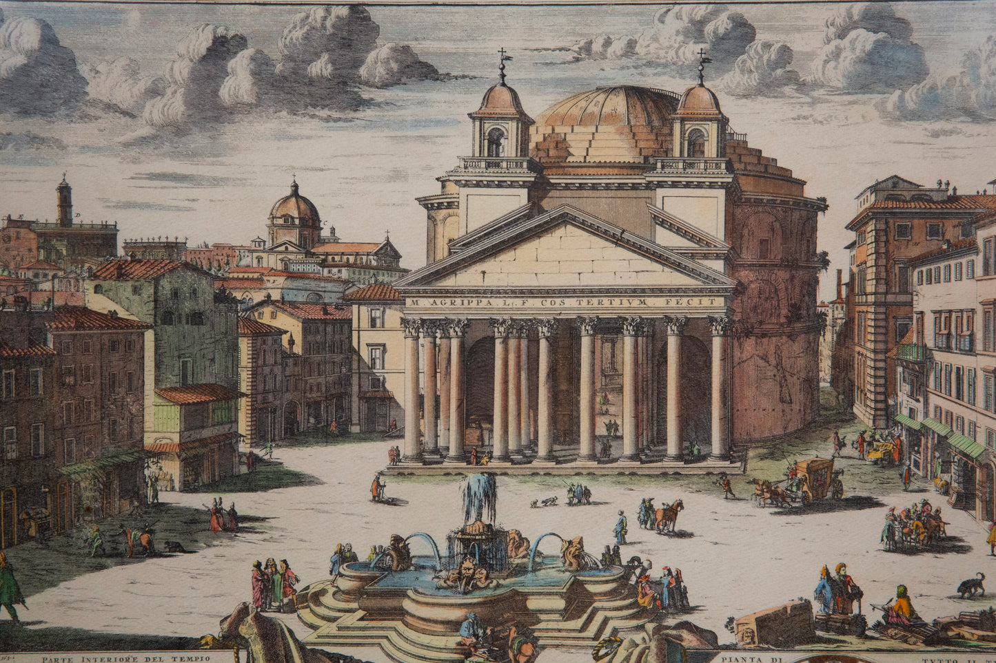 Antique Grand Tour Engraving of the Pantheon in Rome