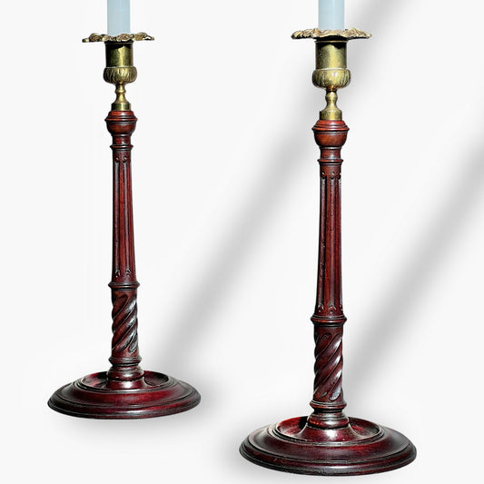 Pair of 18th Century Mahogany Candlesticks