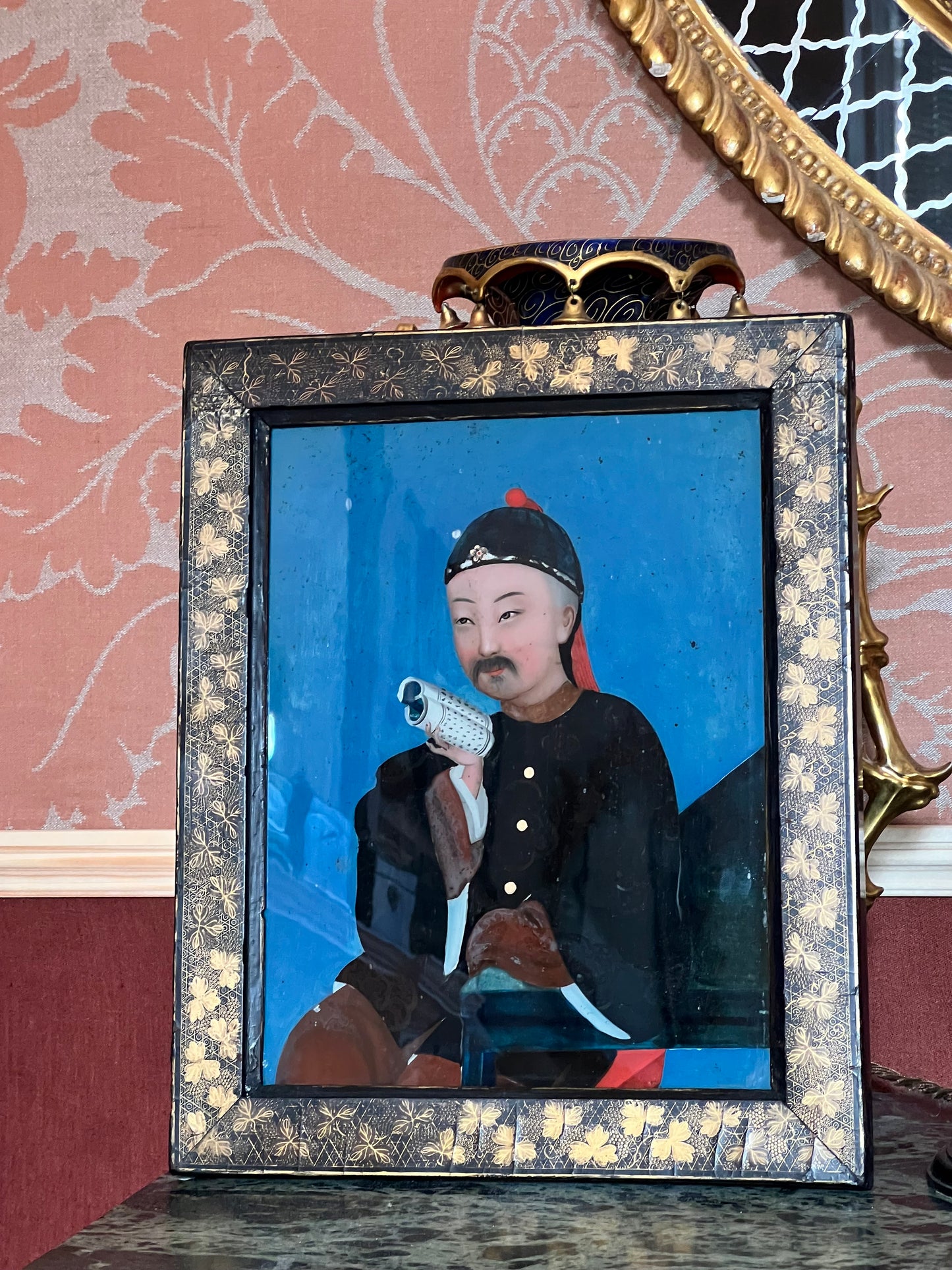Fine Pair of 18th Century Chinese Reverse Glass Portraits