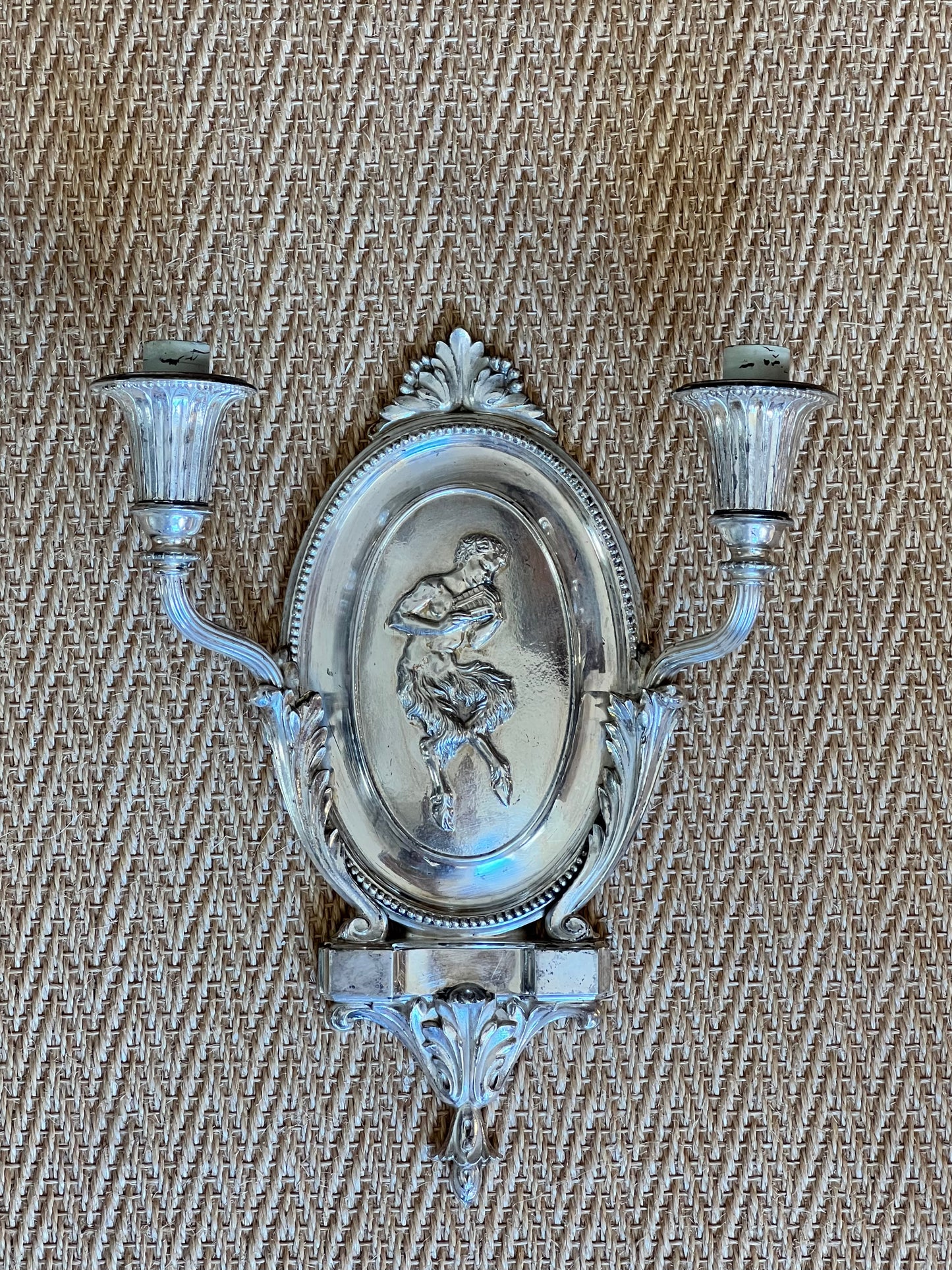 Pair of Early 20th Century Silvered Bronze Wall Lights