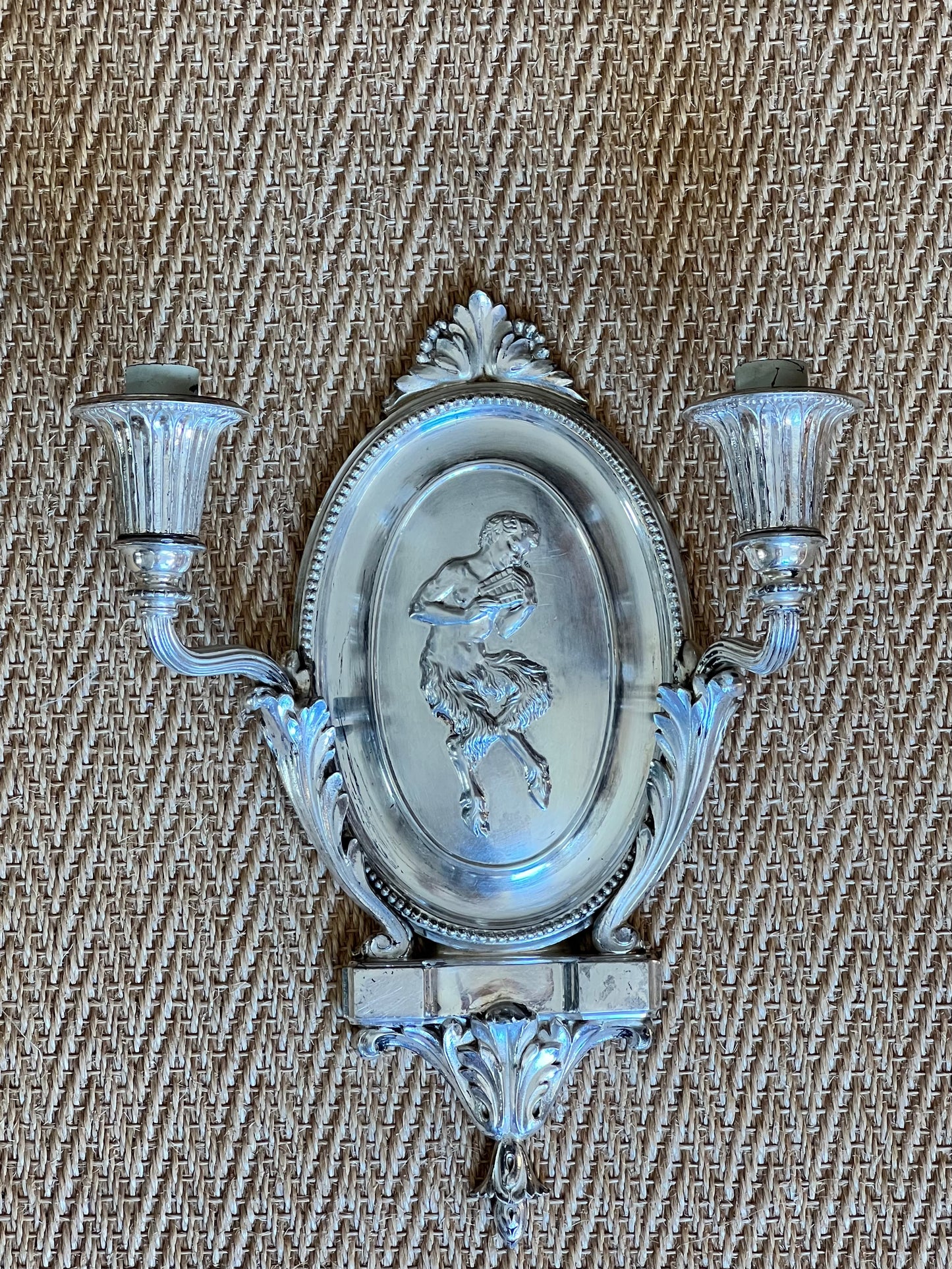 Pair of Early 20th Century Silvered Bronze Wall Lights