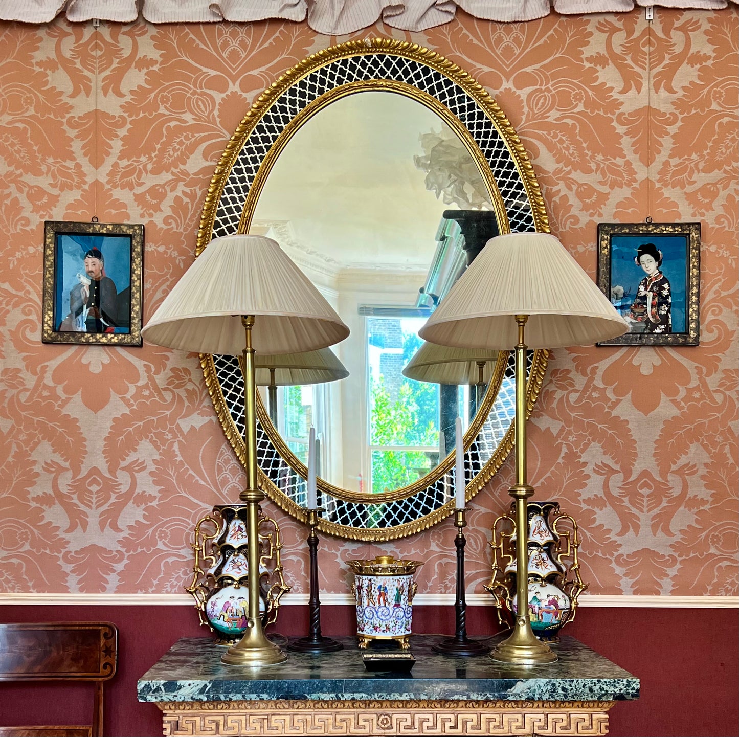 Fine Pair of 18th Century Chinese Reverse Glass Portraits