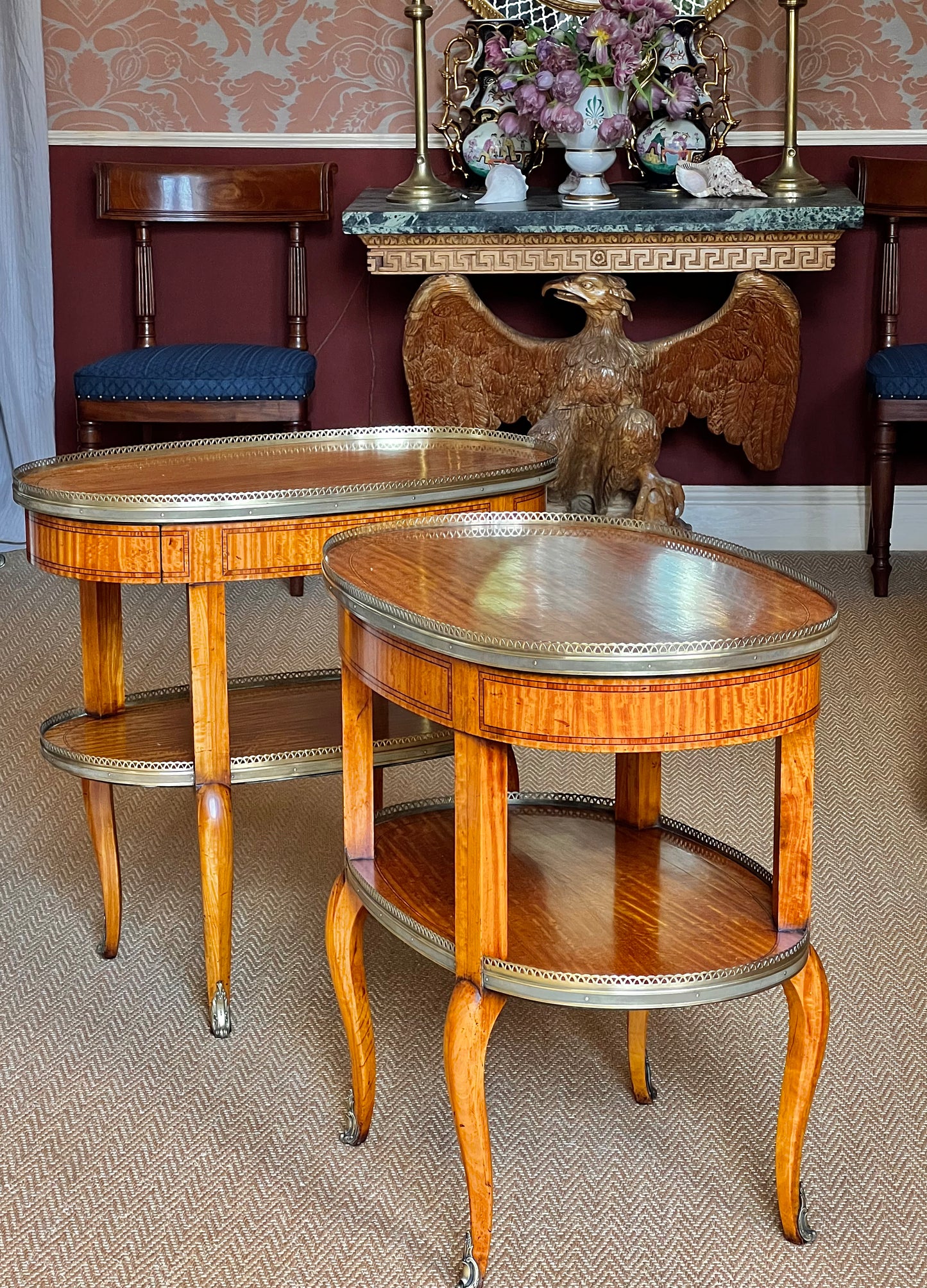 Pair of 19th Century Satinwood Two-Tier Side Tables