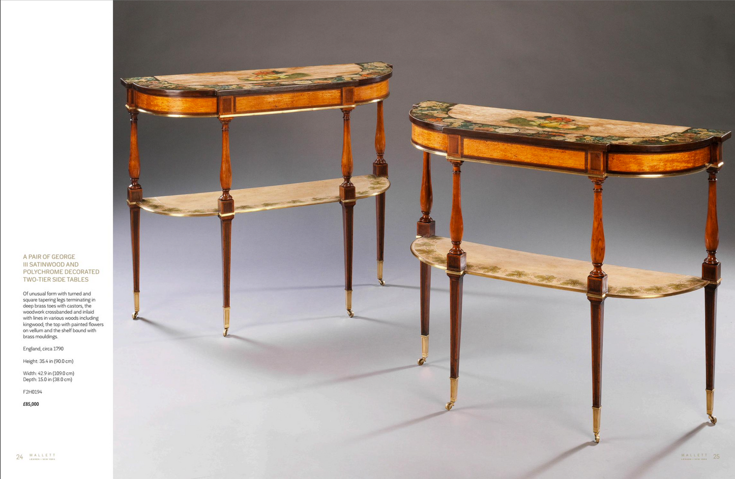 Pair of Satinwood and Painted Pier Tables