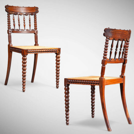 Pair of Regency Gonçalo Alves Chairs with Caned Seats