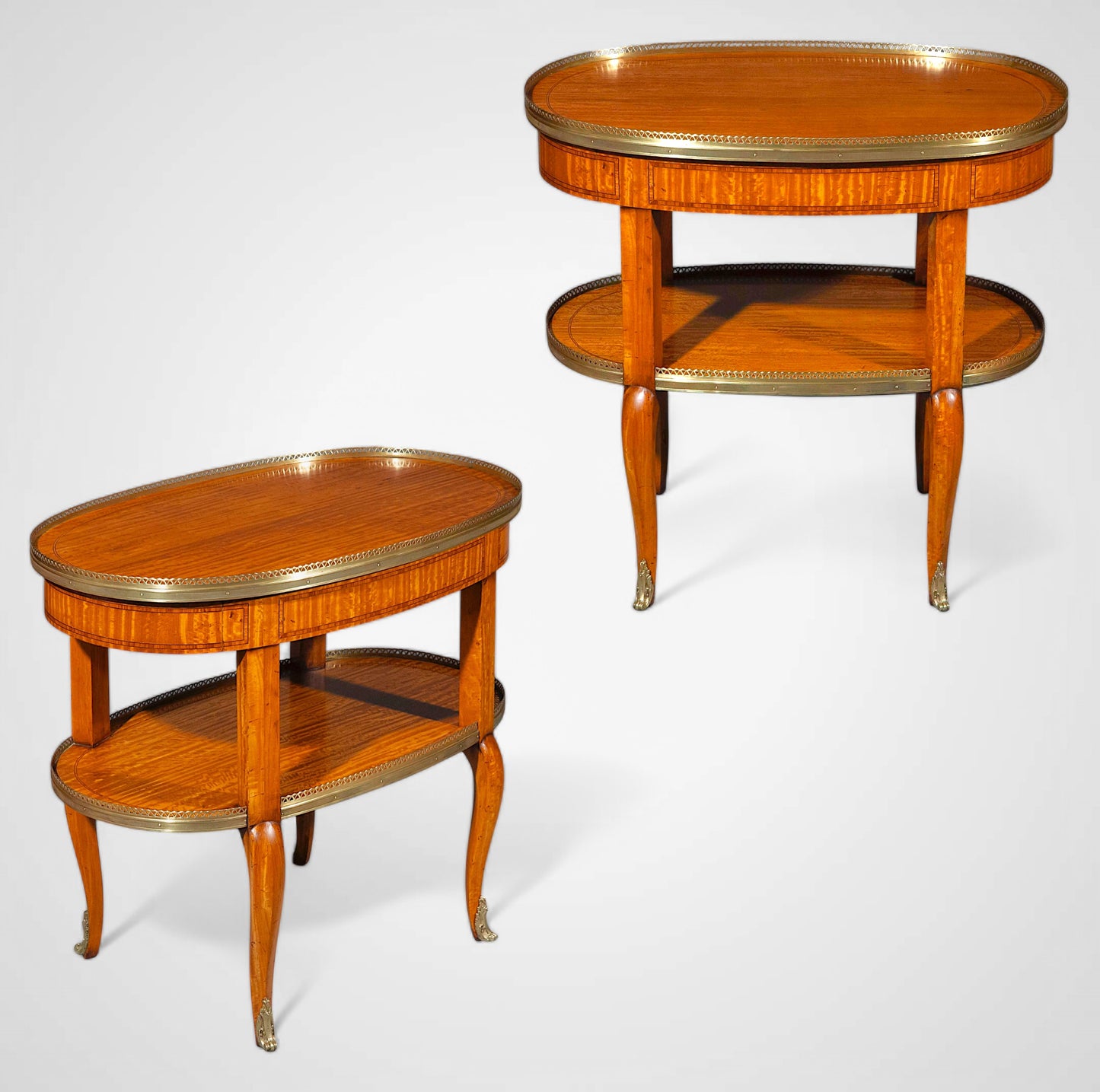 Pair of 19th Century Satinwood Two-Tier Side Tables