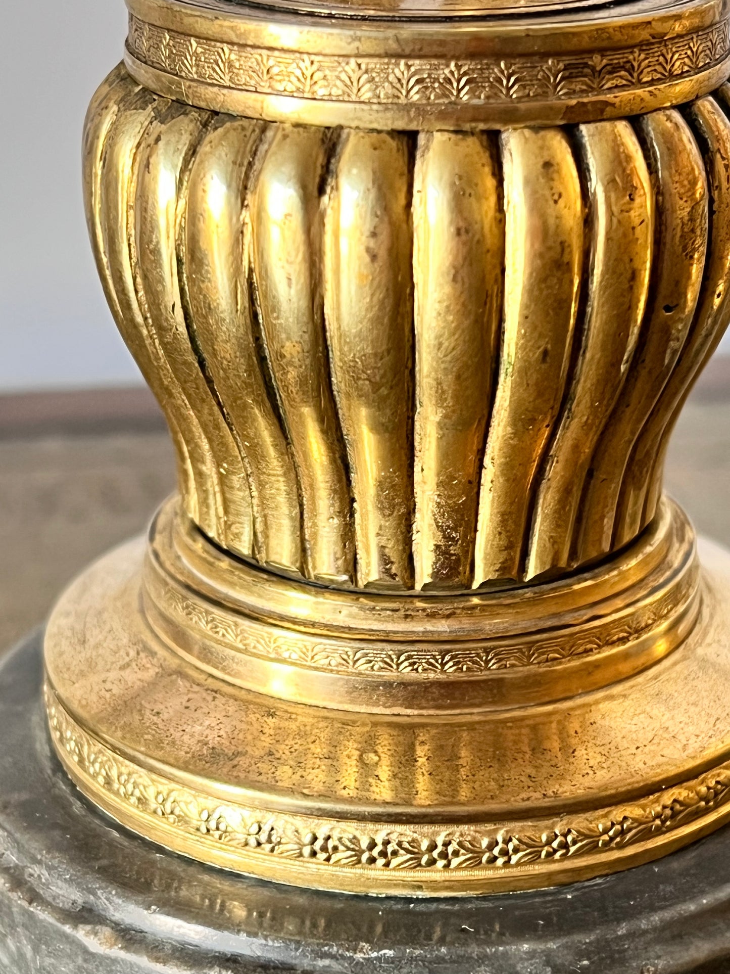 Pair of Early 19th Century French Gilt Bronze Candlesticks