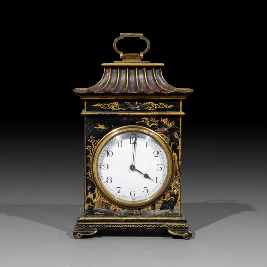Early 20th Century Chinoiserie Lacquer Carriage Clock