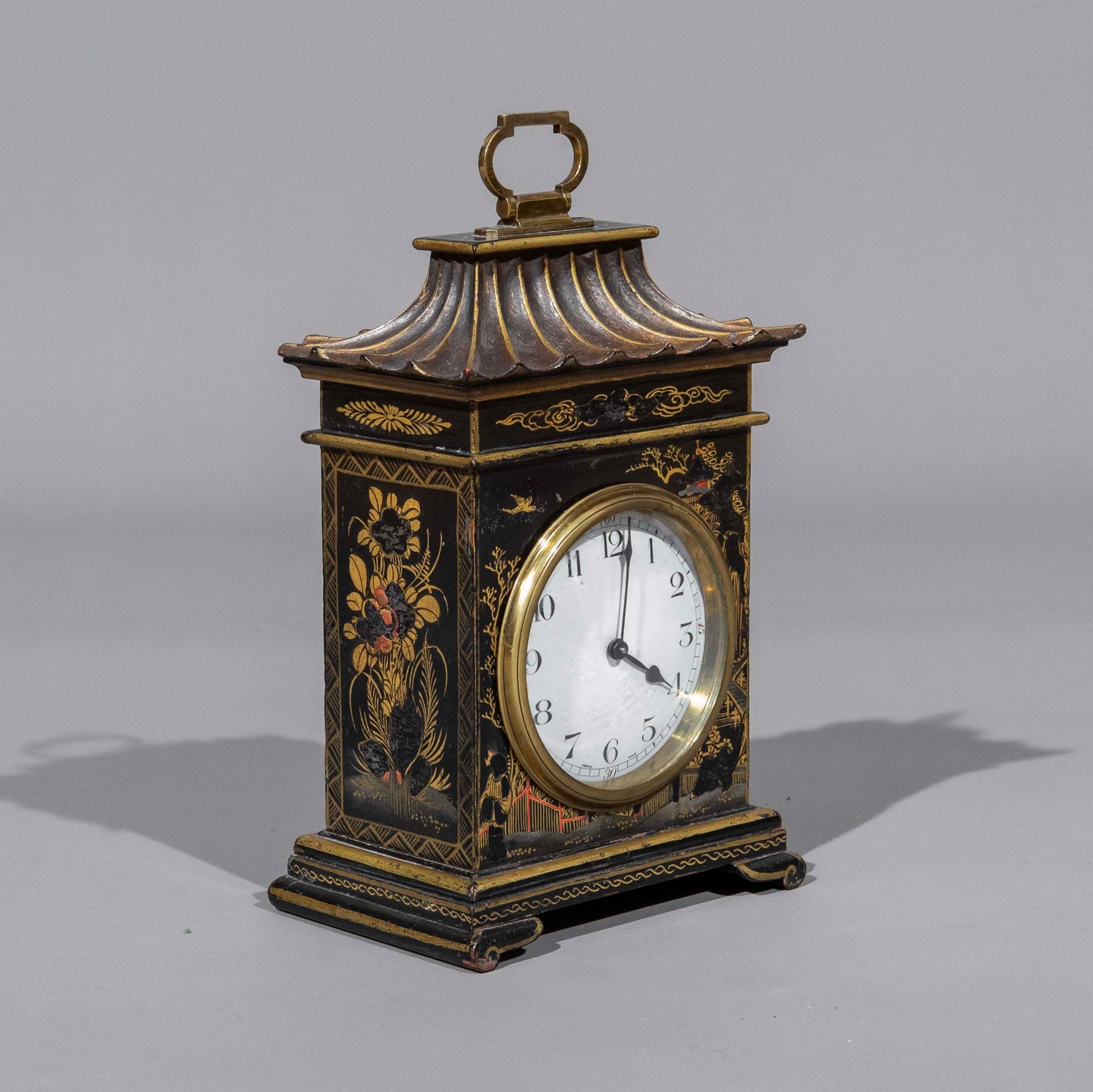 Early 20th Century Chinoiserie Lacquer Carriage Clock