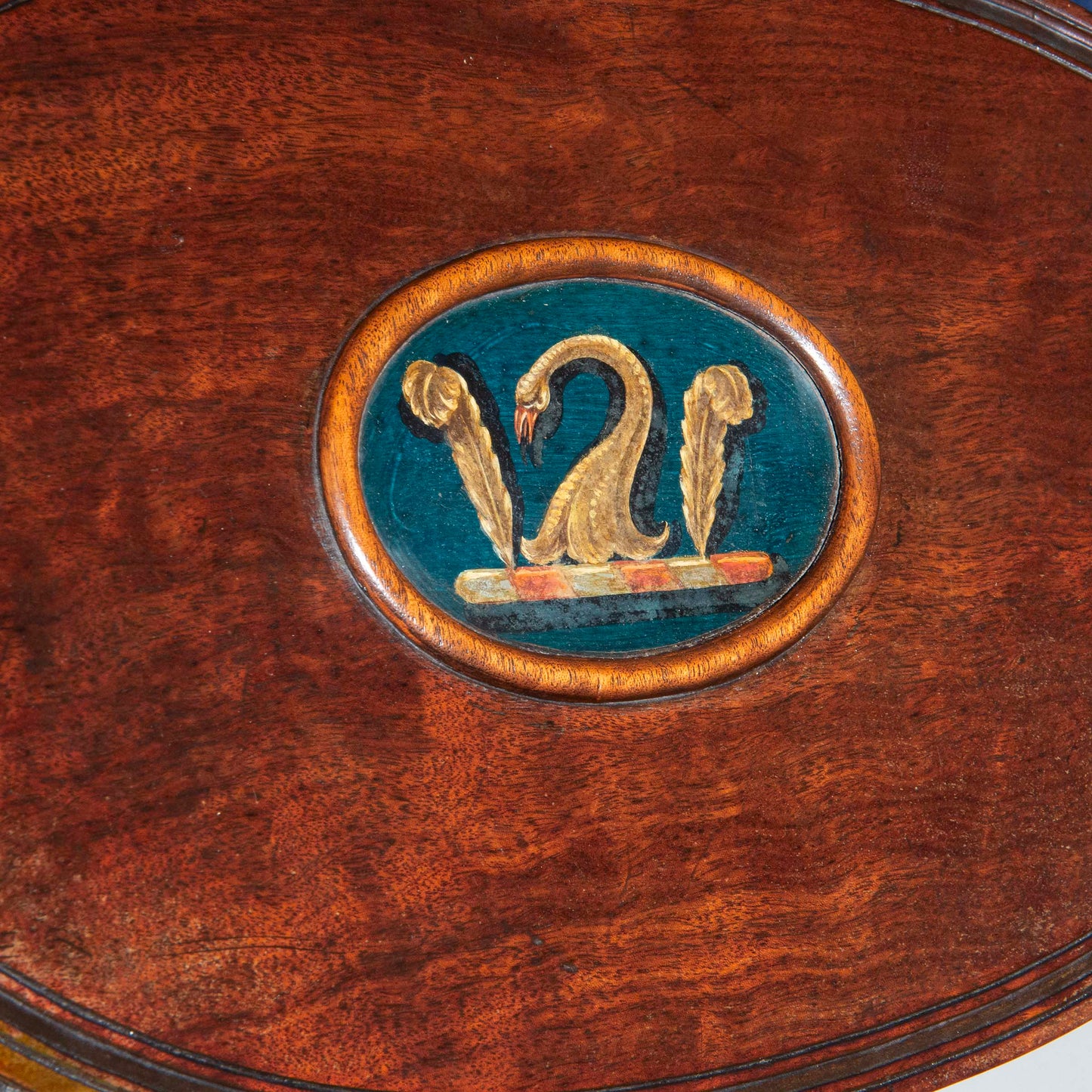 Early 19th Century Pair of Regency Klismos Hall Chairs with Armorial Backs