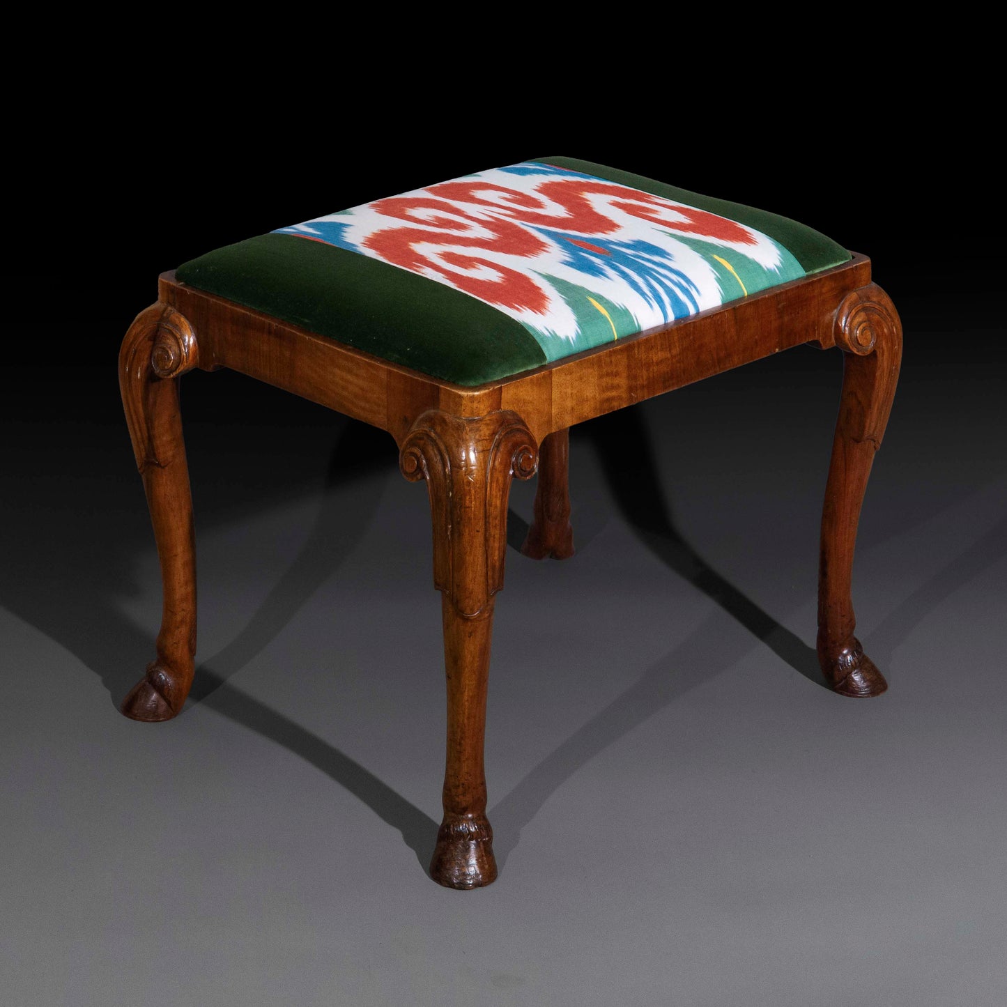 Early 20th Century Chippendale Style Walnut Stool