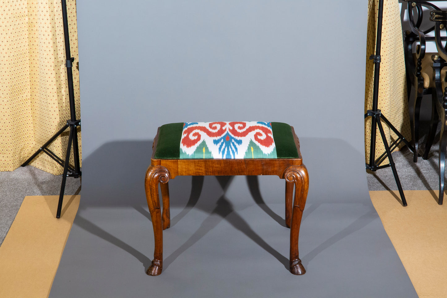 Early 20th Century Chippendale Style Walnut Stool