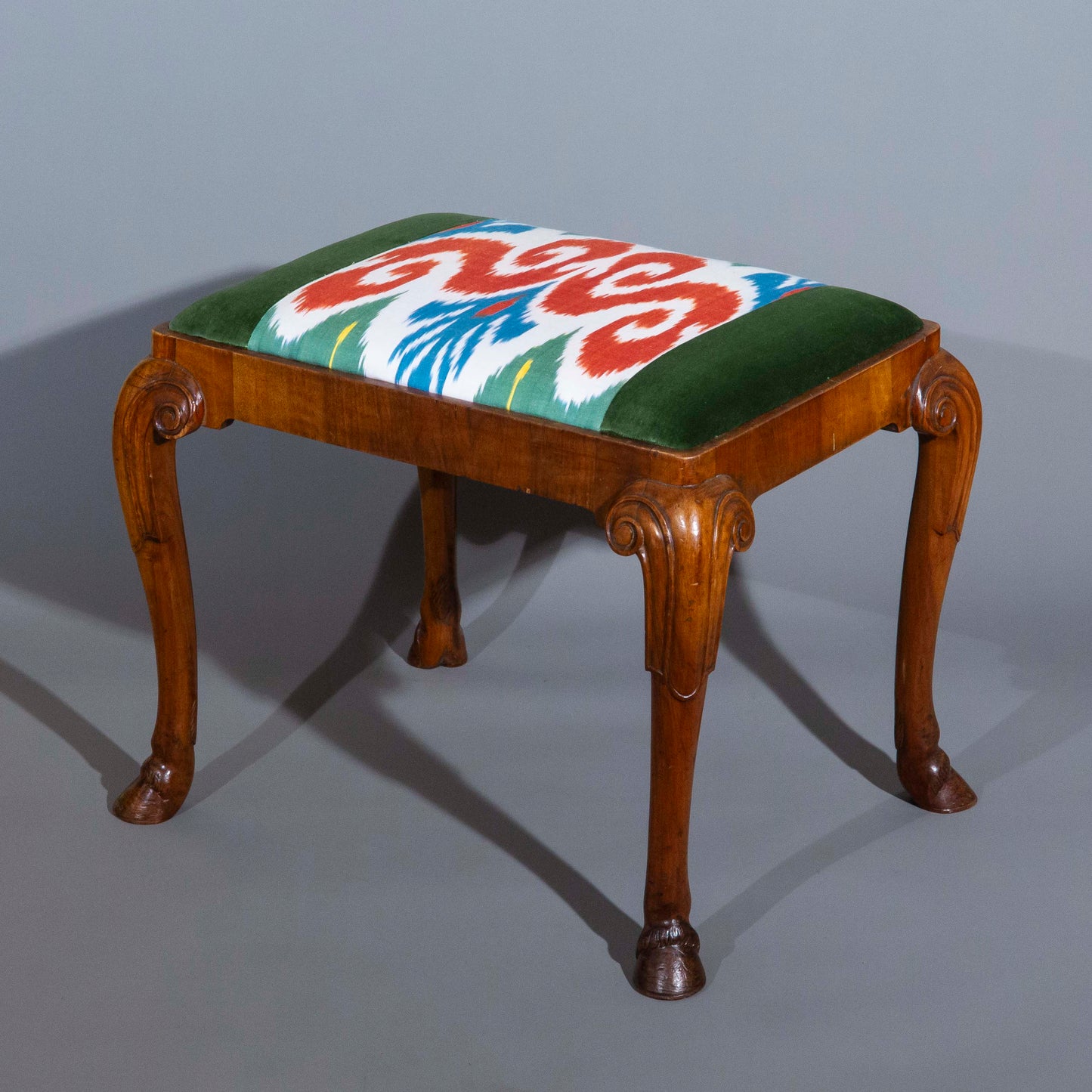 Early 20th Century Chippendale Style Walnut Stool