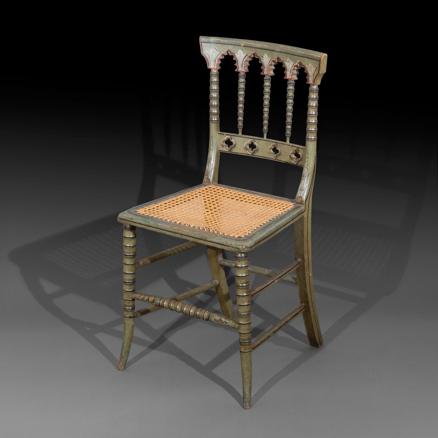 Early 19th Century Regency Green Painted Chair in the Ottoman Taste