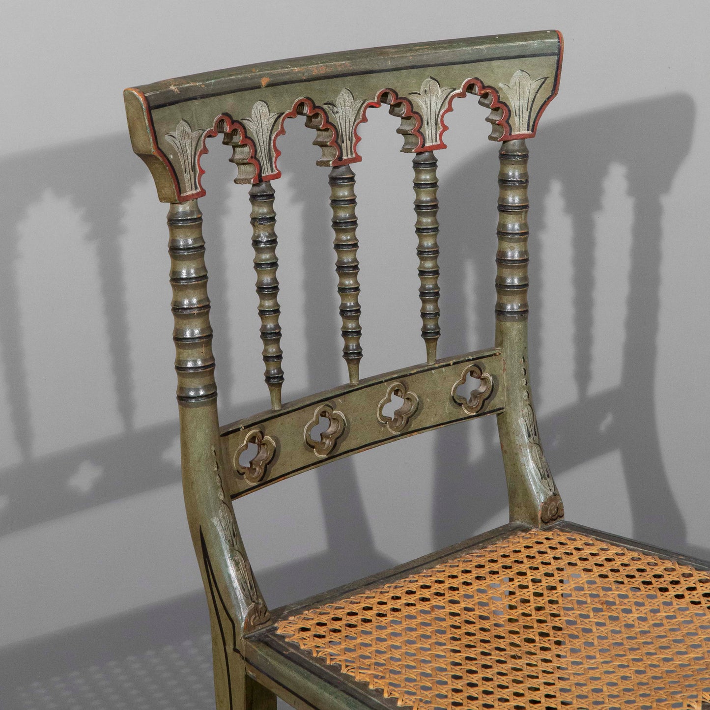 Early 19th Century Regency Green Painted Chair in the Ottoman Taste