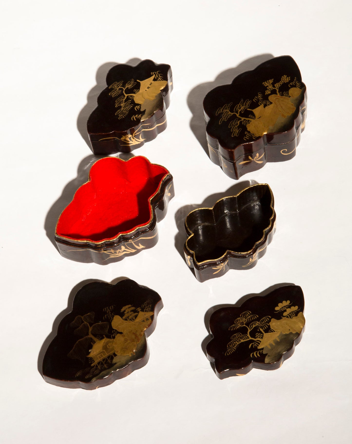 Set of Four Antique Japanese Lacquer Jewellery Boxes