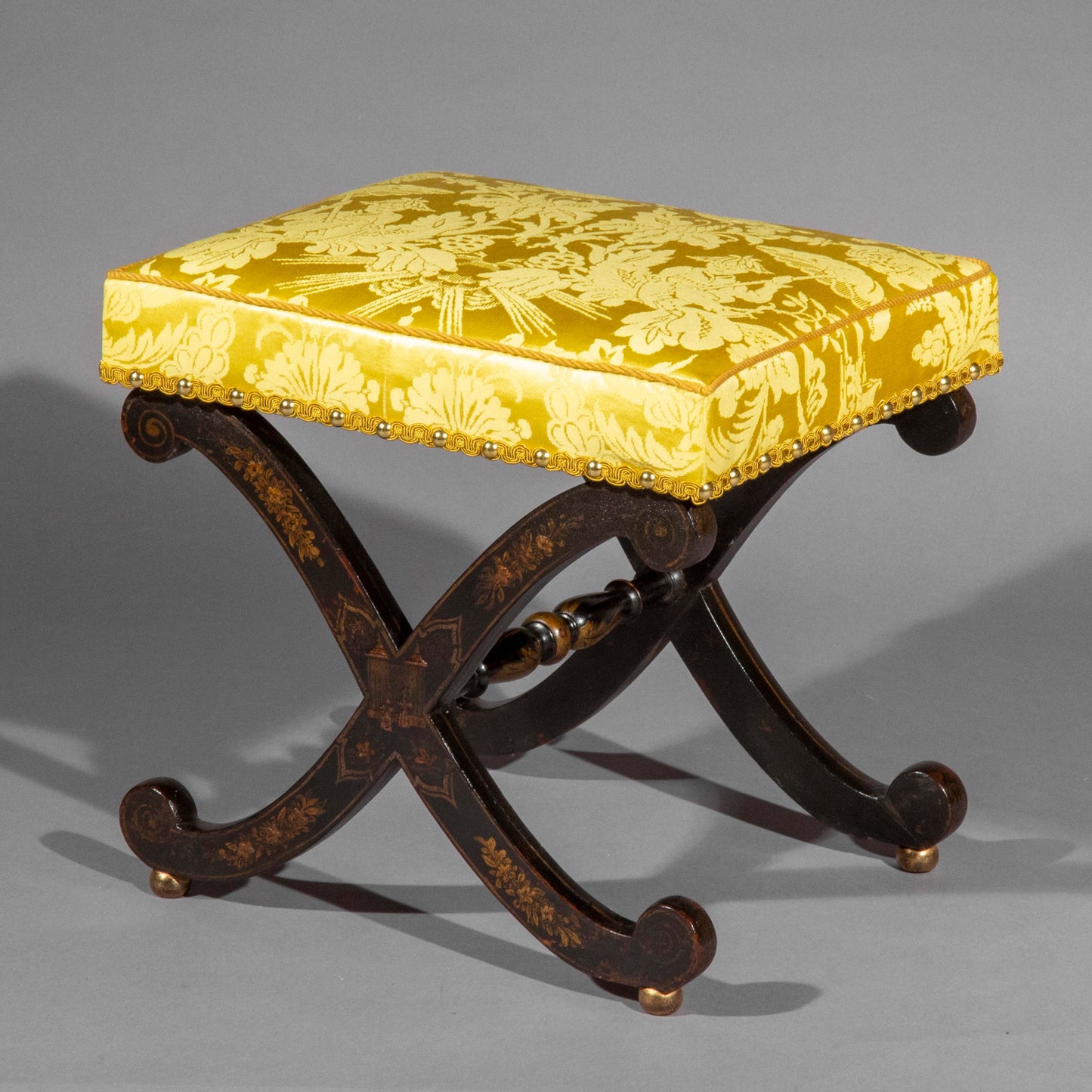 Regency Chinoiserie X-Frame Stool