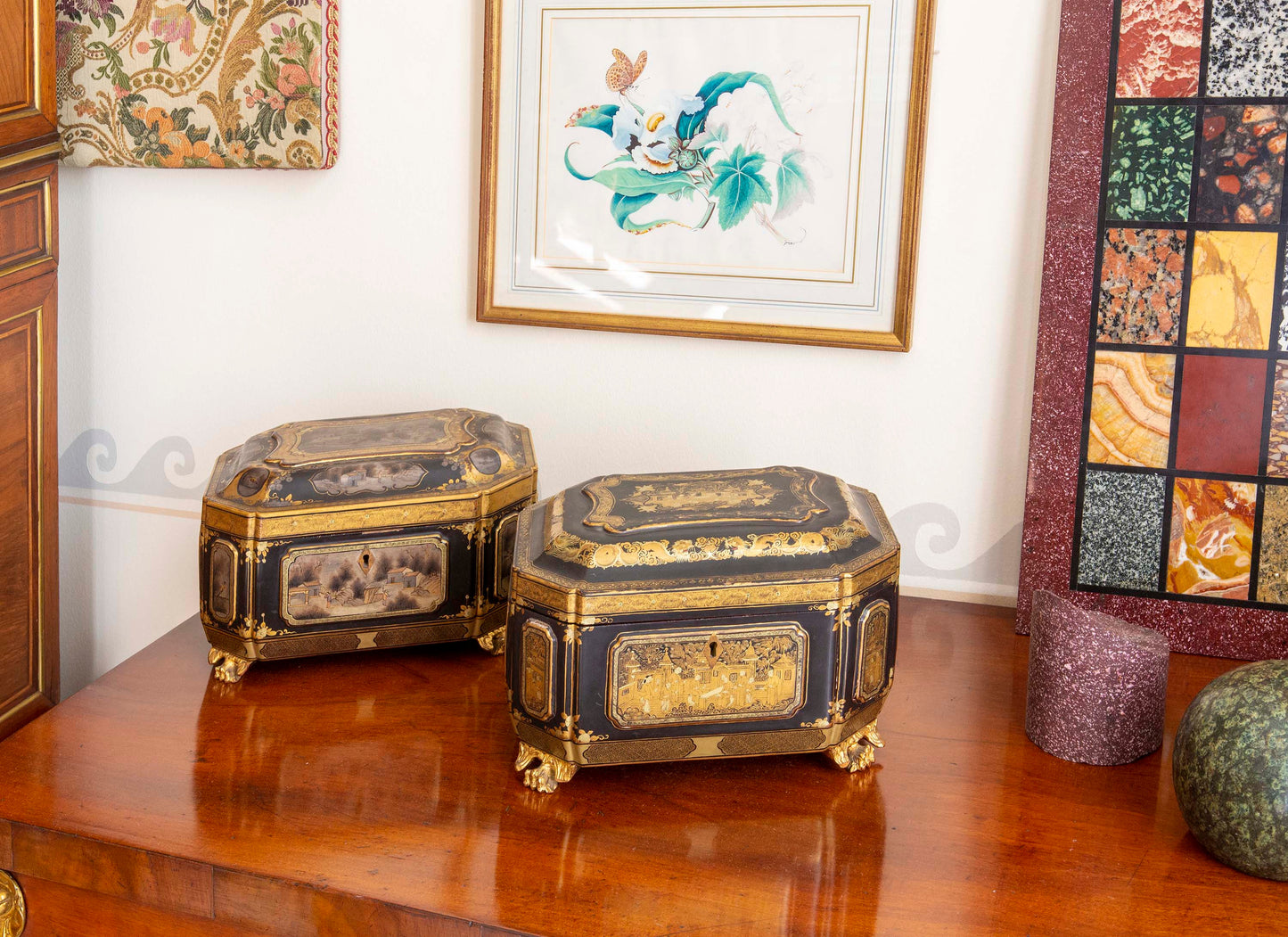 19th Century Chinese Export Lacquer Tea Caddy